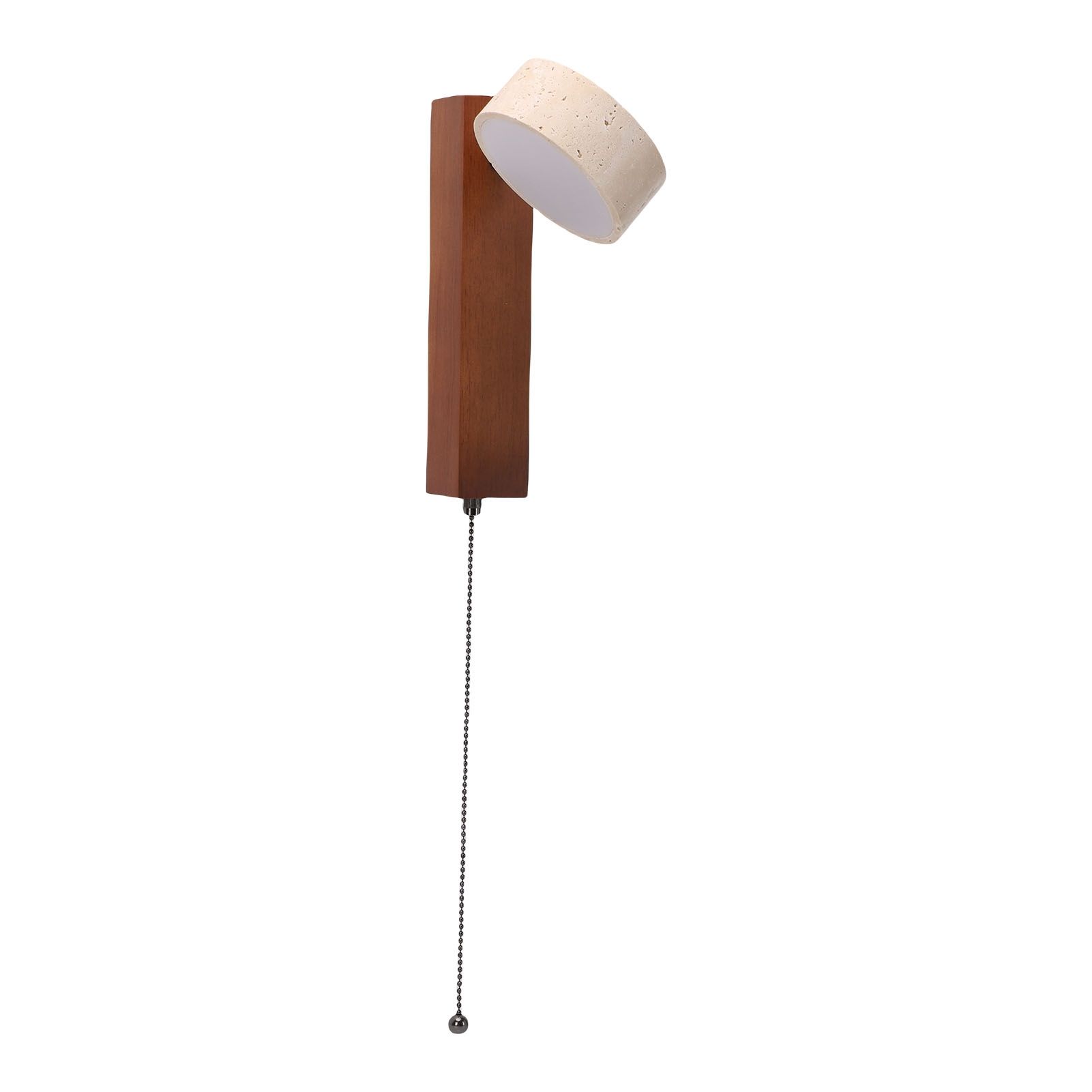 LED Wall Sconce Oak Wood Travertine Stone Modern Rotatable Wall Light Fixture view 4