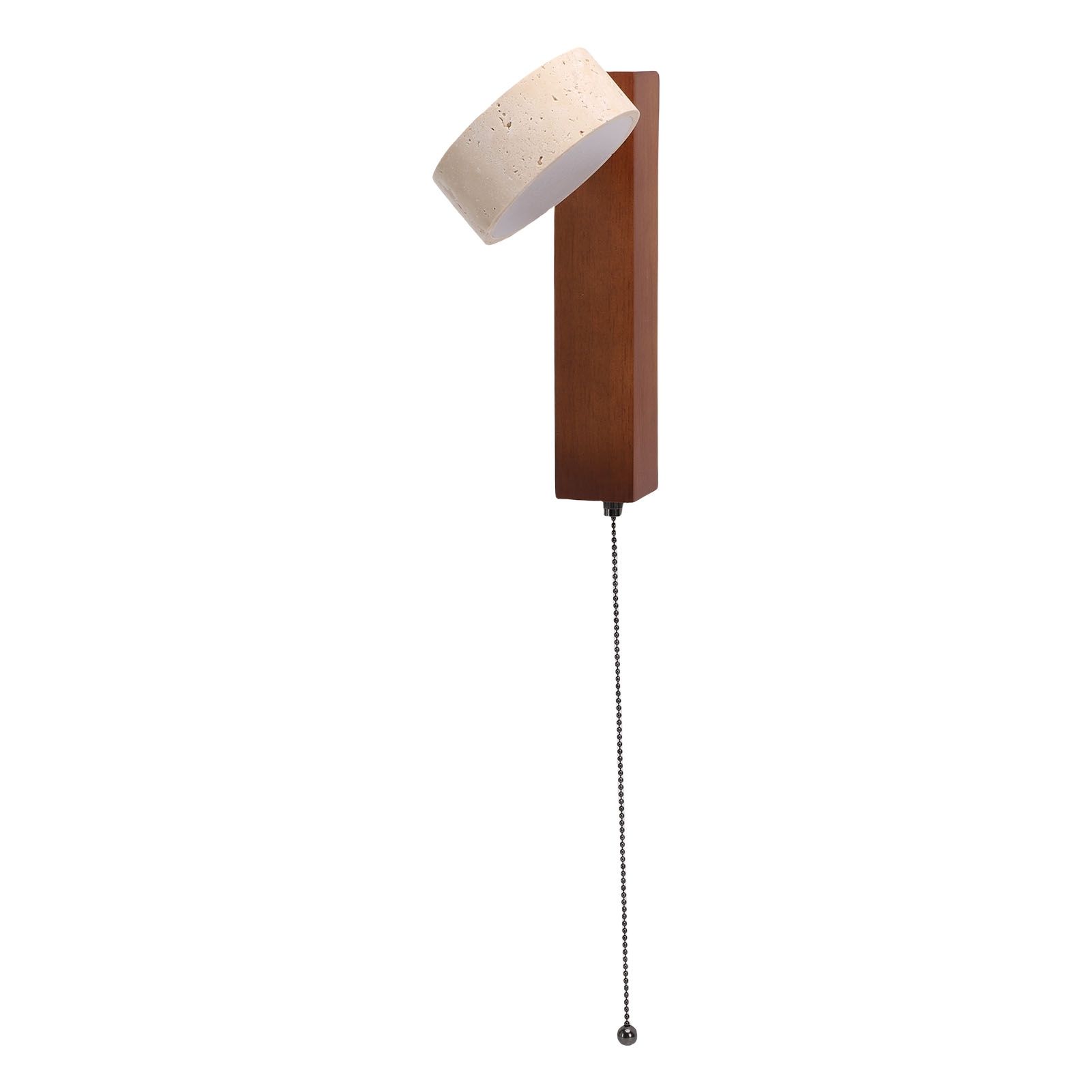 LED Wall Sconce Oak Wood Travertine Stone Modern Rotatable Wall Light Fixture view 9