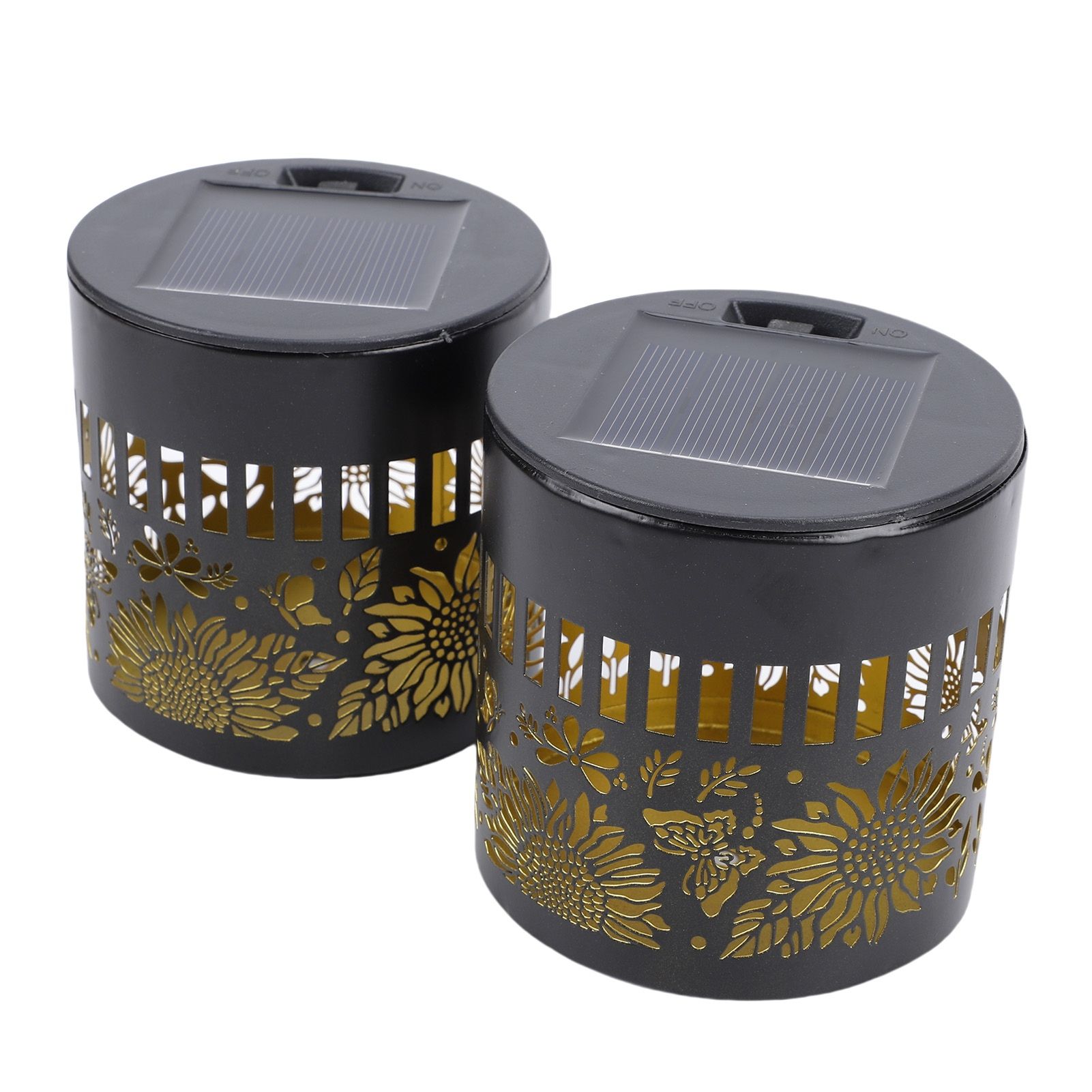 2pcs Solar Outdoor Fence Light Waterproofing Warm Yellow Metal Solar Powered view 8