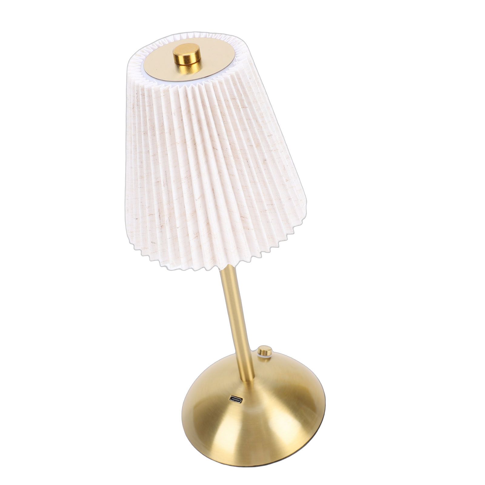 Small Pleated Table Lamp Iron Fabric Soft Lighting Bedside Nightstand Desk view 4