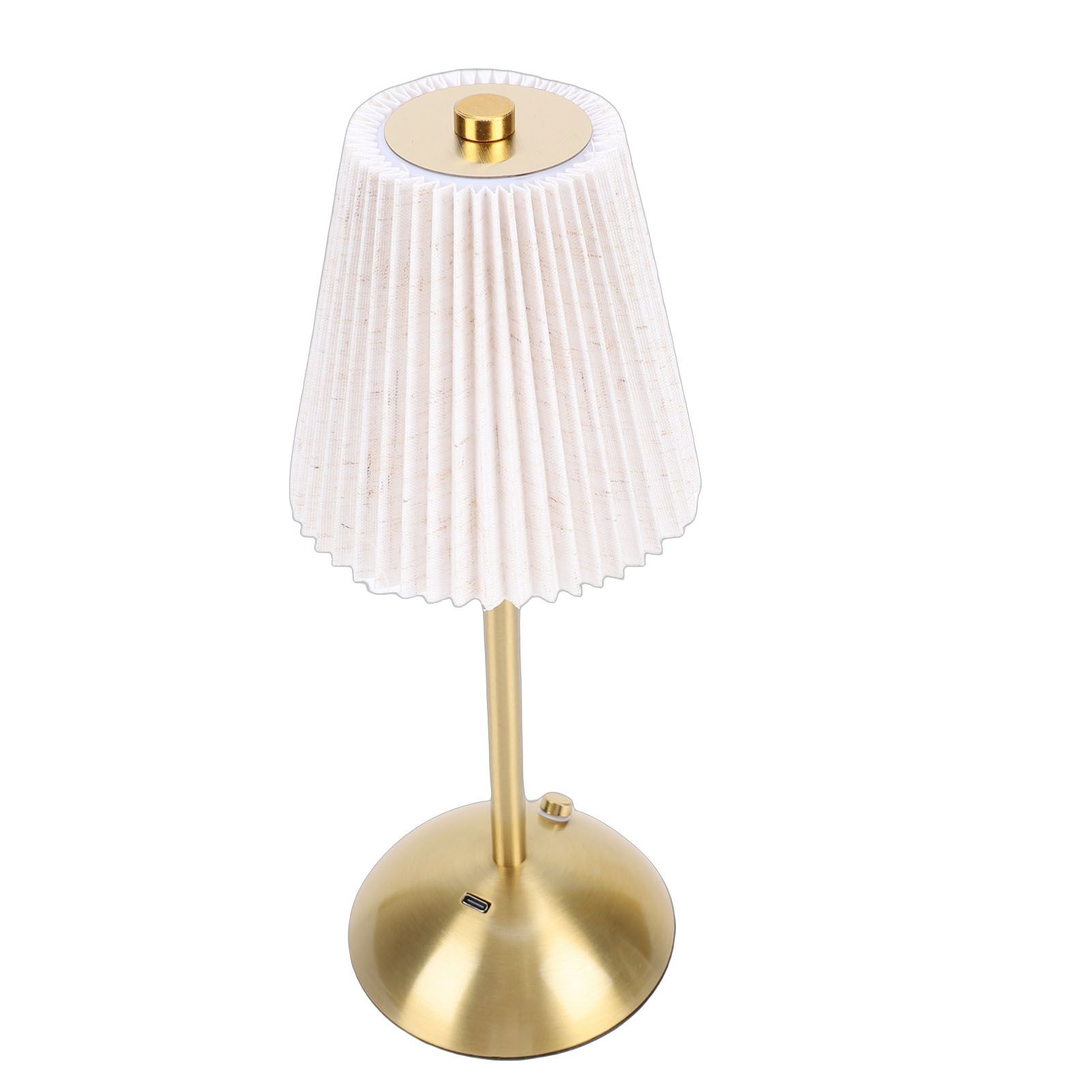 Small Pleated Table Lamp Iron Fabric Soft Lighting Bedside Nightstand Desk view 6