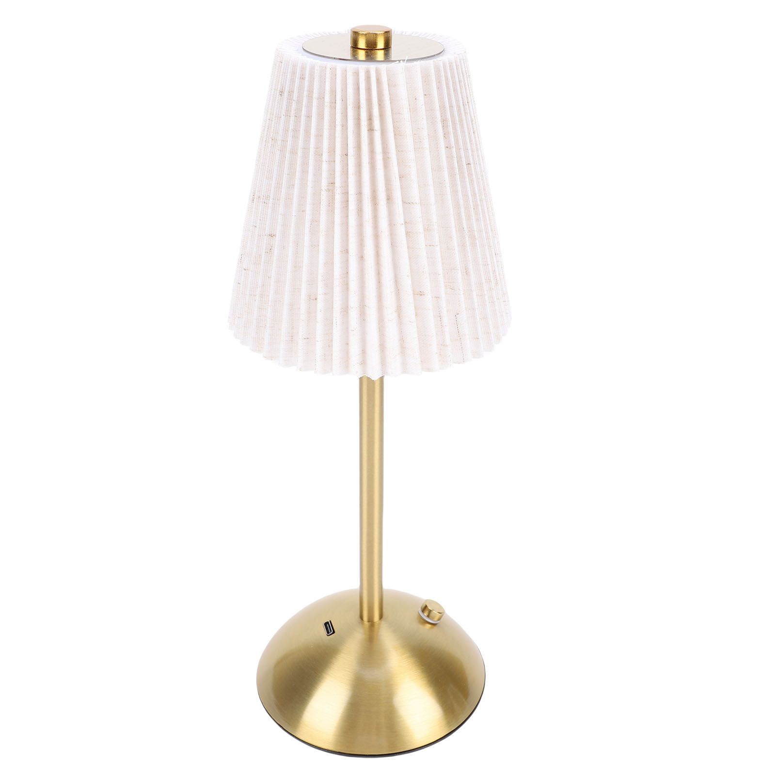 Small Pleated Table Lamp Iron Fabric Soft Lighting Bedside Nightstand Desk view 9
