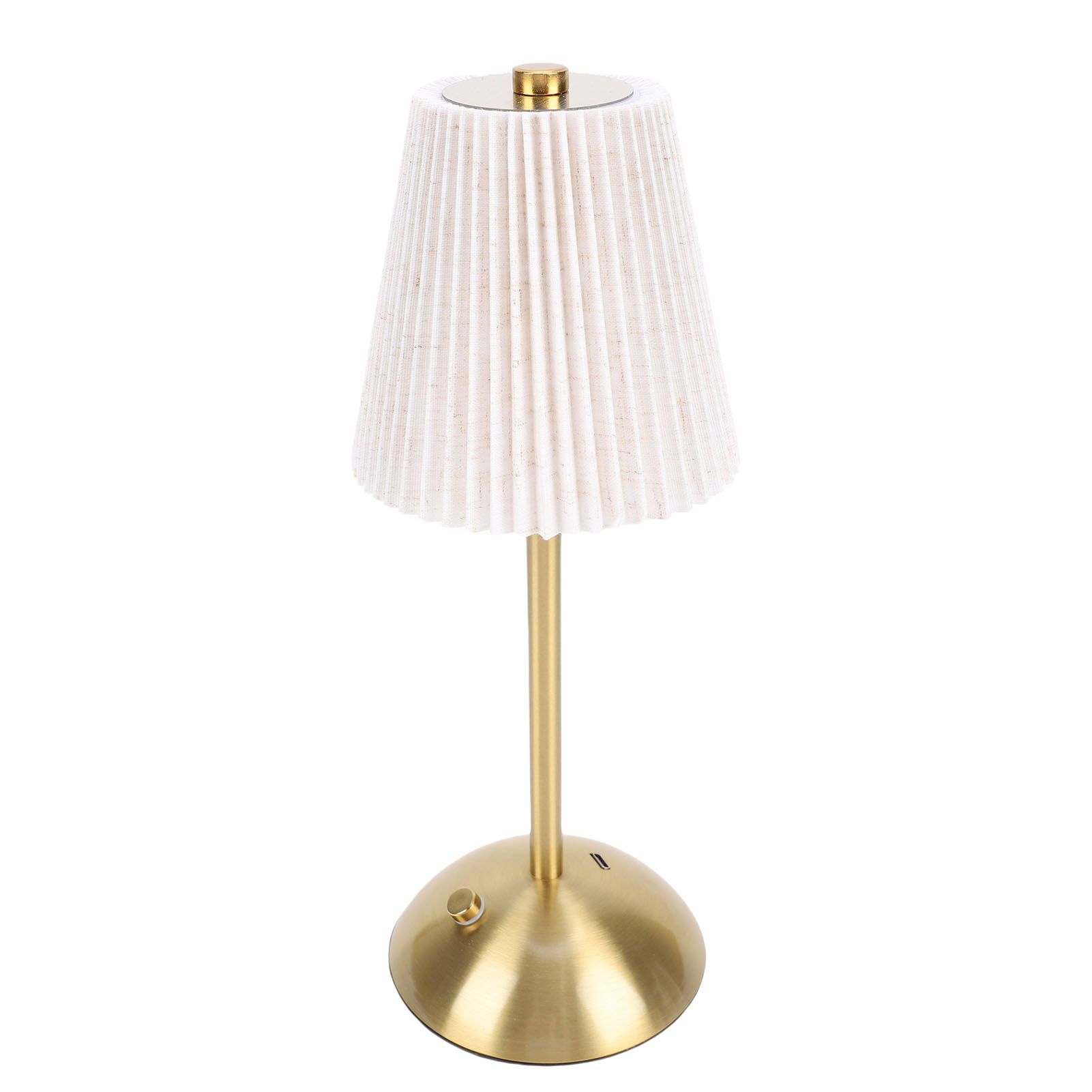 Small Pleated Table Lamp Iron Fabric Soft Lighting Bedside Nightstand Desk view 10