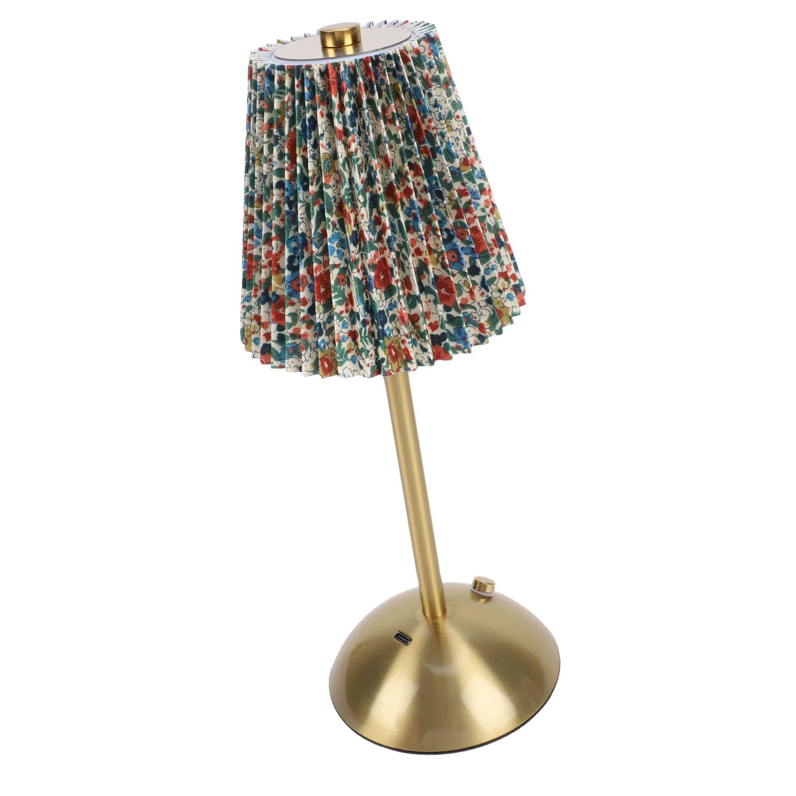 Small Pleated Table Lamp Iron Fabric Soft Lighting Bedside Nightstand Desk view 4