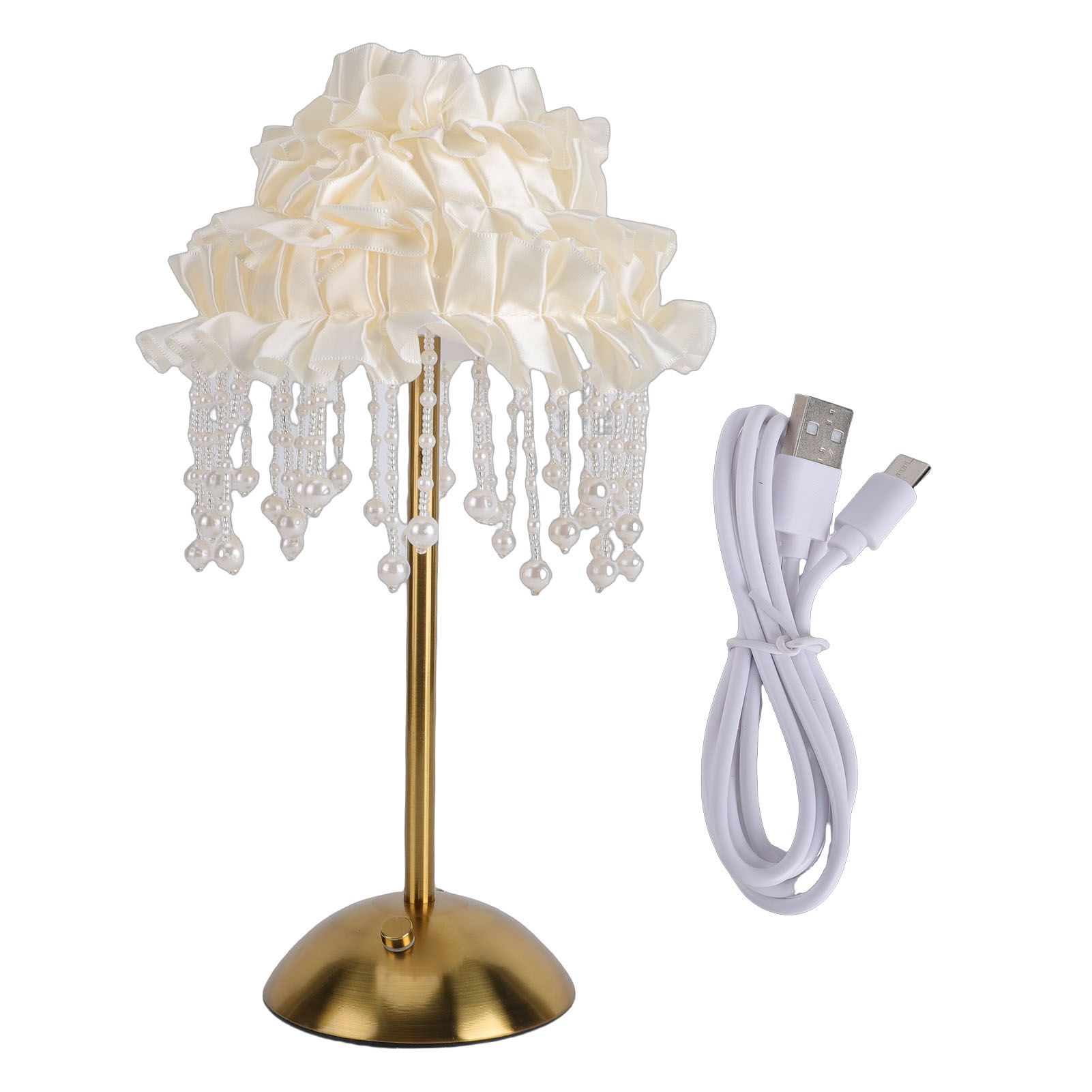 Nordic Bedside Lamp USB Rechargeable Cute Romantic Ribbon Decor Nightstand for view 3