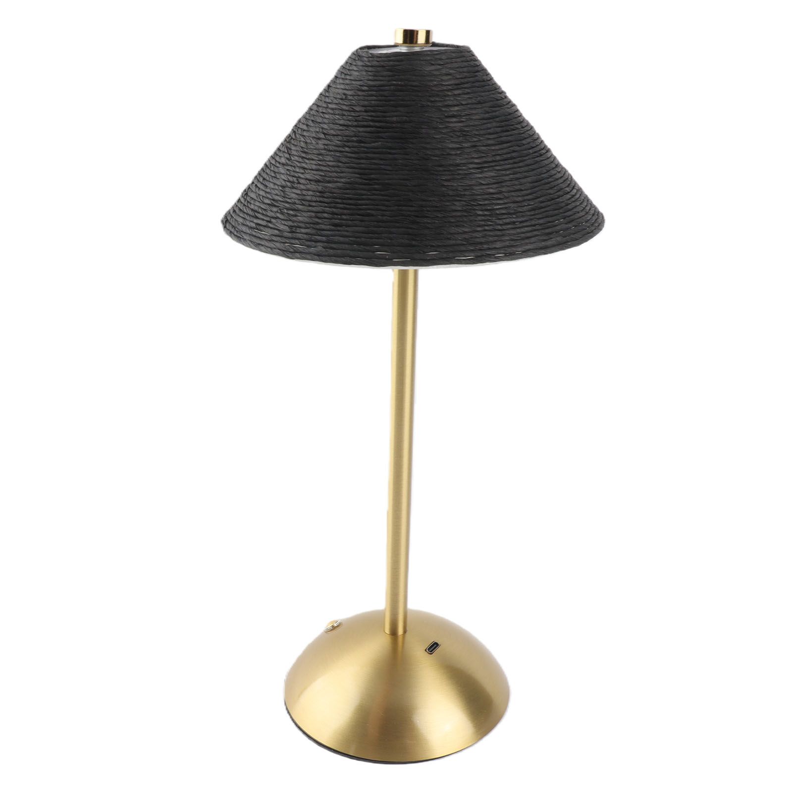 Table Lamp 3 Colors Cordless Handwoven Paper Rope Lampshade Bedside Table Lamp