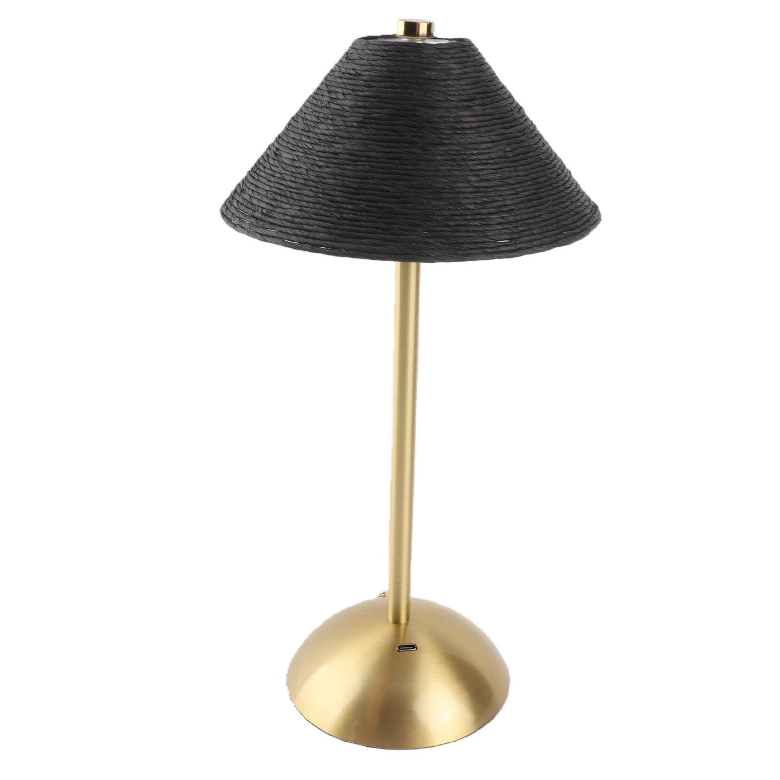 Table Lamp 3 Colors Cordless Handwoven Paper Rope Lampshade Bedside Table Lamp view 4