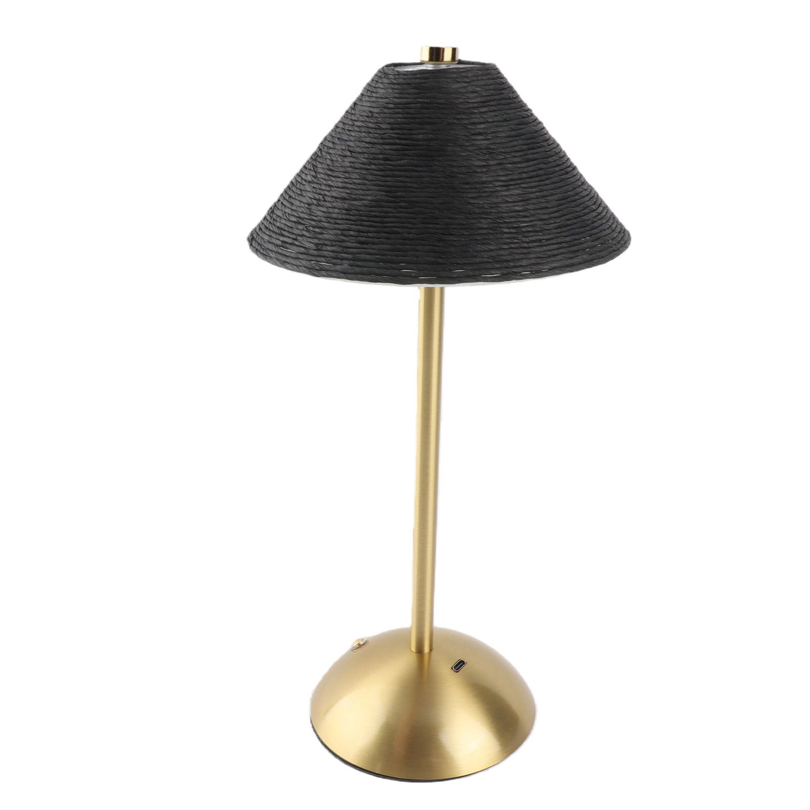Table Lamp 3 Colors Cordless Handwoven Paper Rope Lampshade Bedside Table Lamp view 6