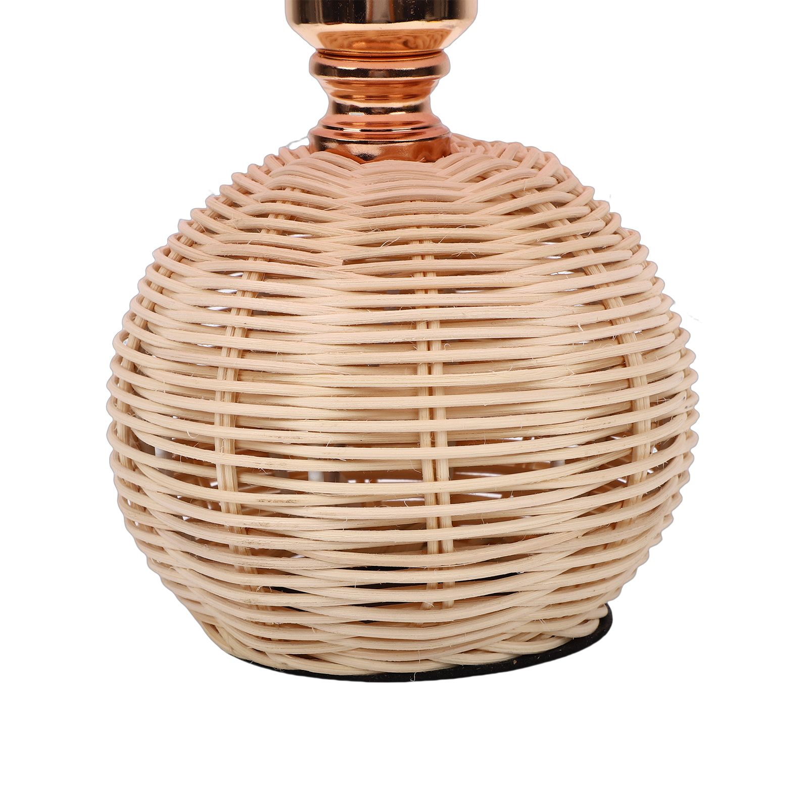 Pleated Table Lamp Soft Yellow Light Linen Lampshade Rattan Base Bedside Lamp view 7