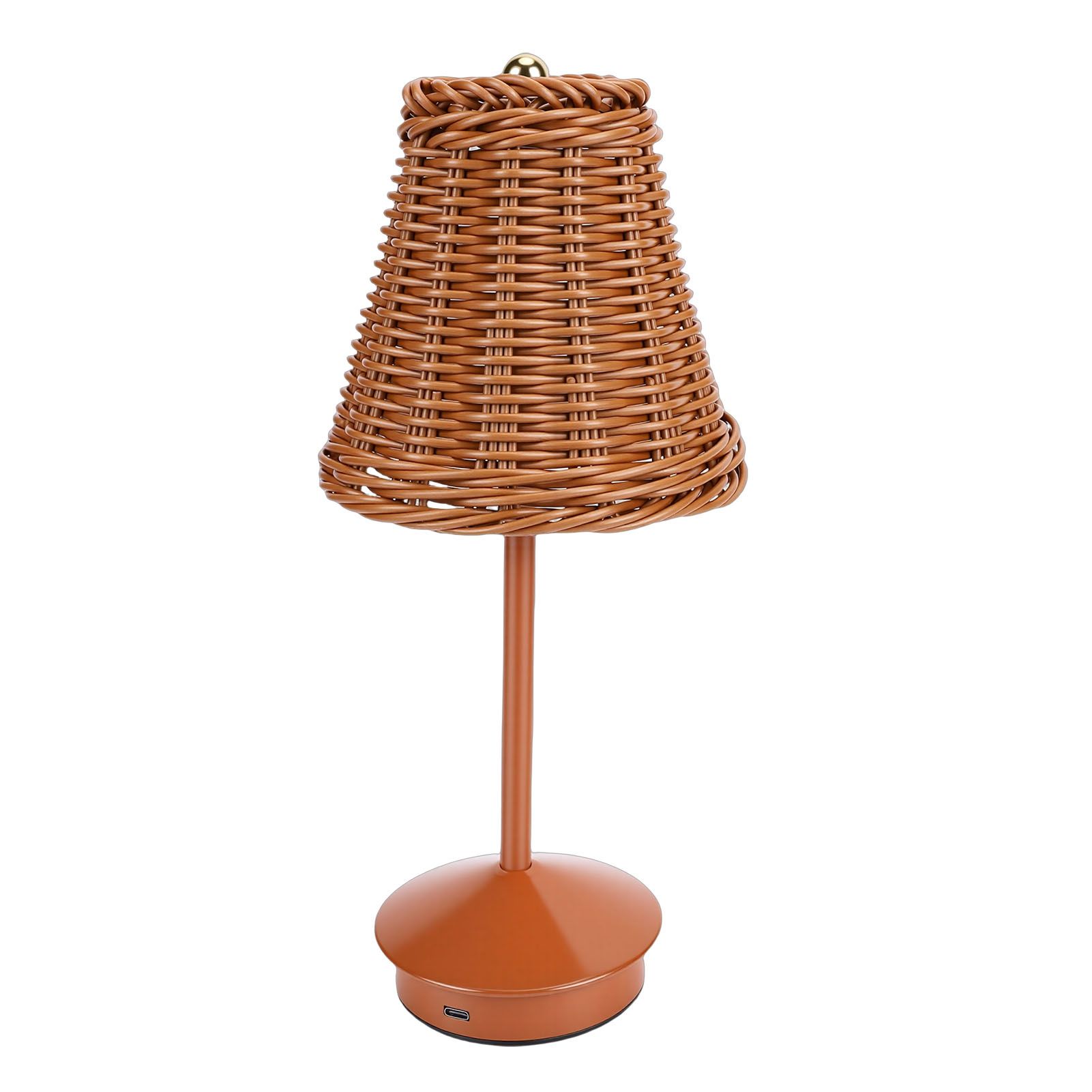 Boho Rattan Table Lamp LED Rechargeable Reading Light 3 Color Touch Control view 4