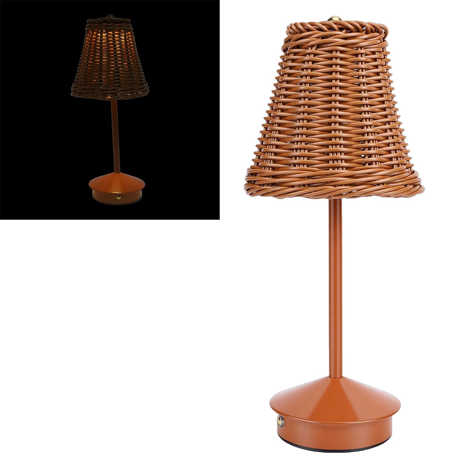Boho Rattan Table Lamp LED Rechargeable Reading Light 3 Color Touch Control view 12