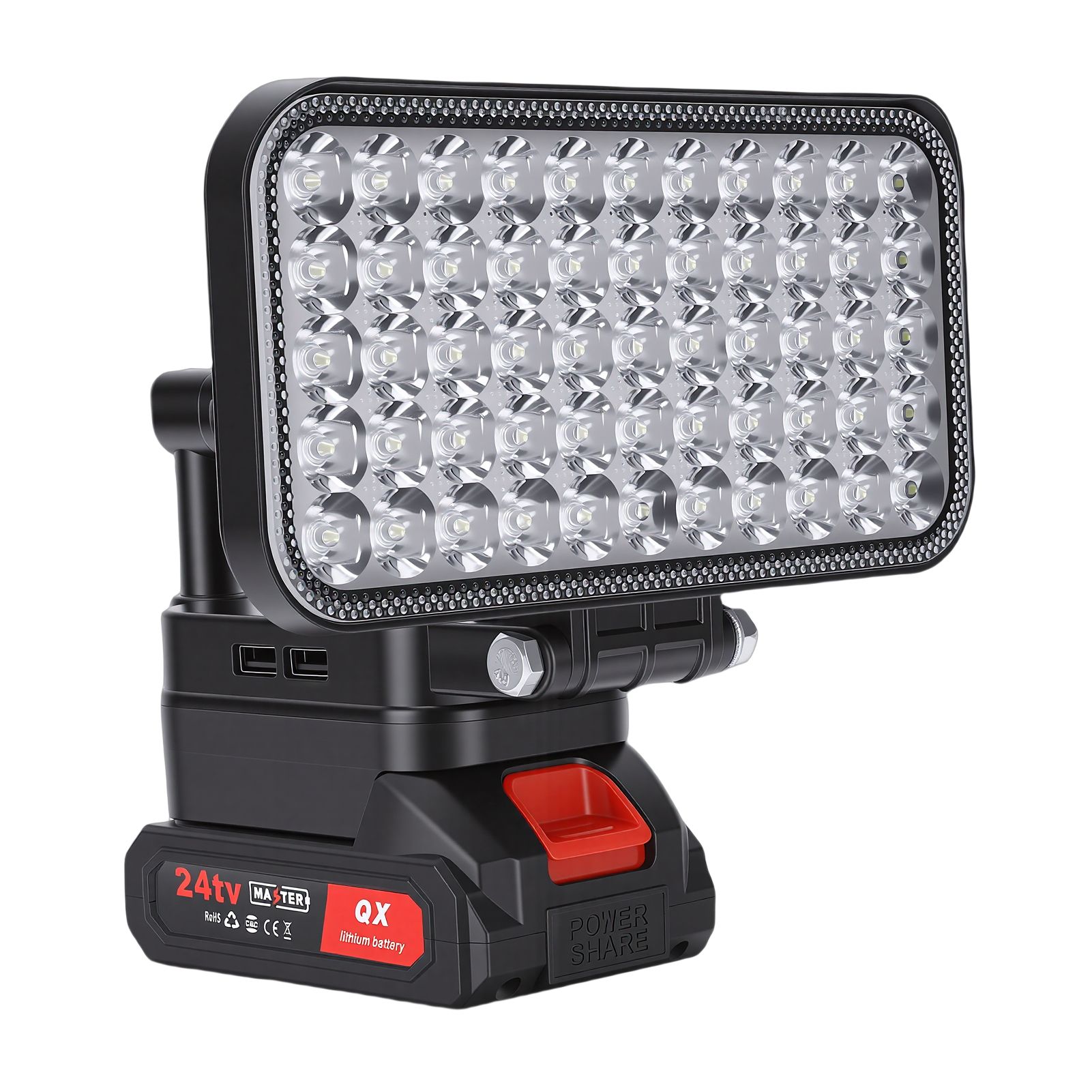 LED Work Light Battery Powered Handheld Flashlight with Dual USB Ports
