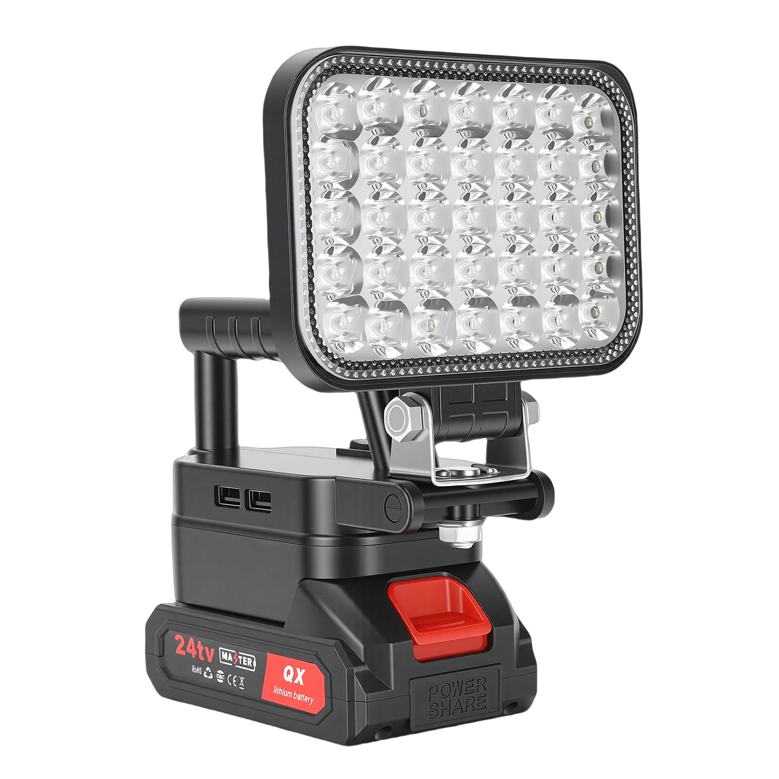 LED Work Light Battery Powered Handheld Flashlight with Dual USB Ports