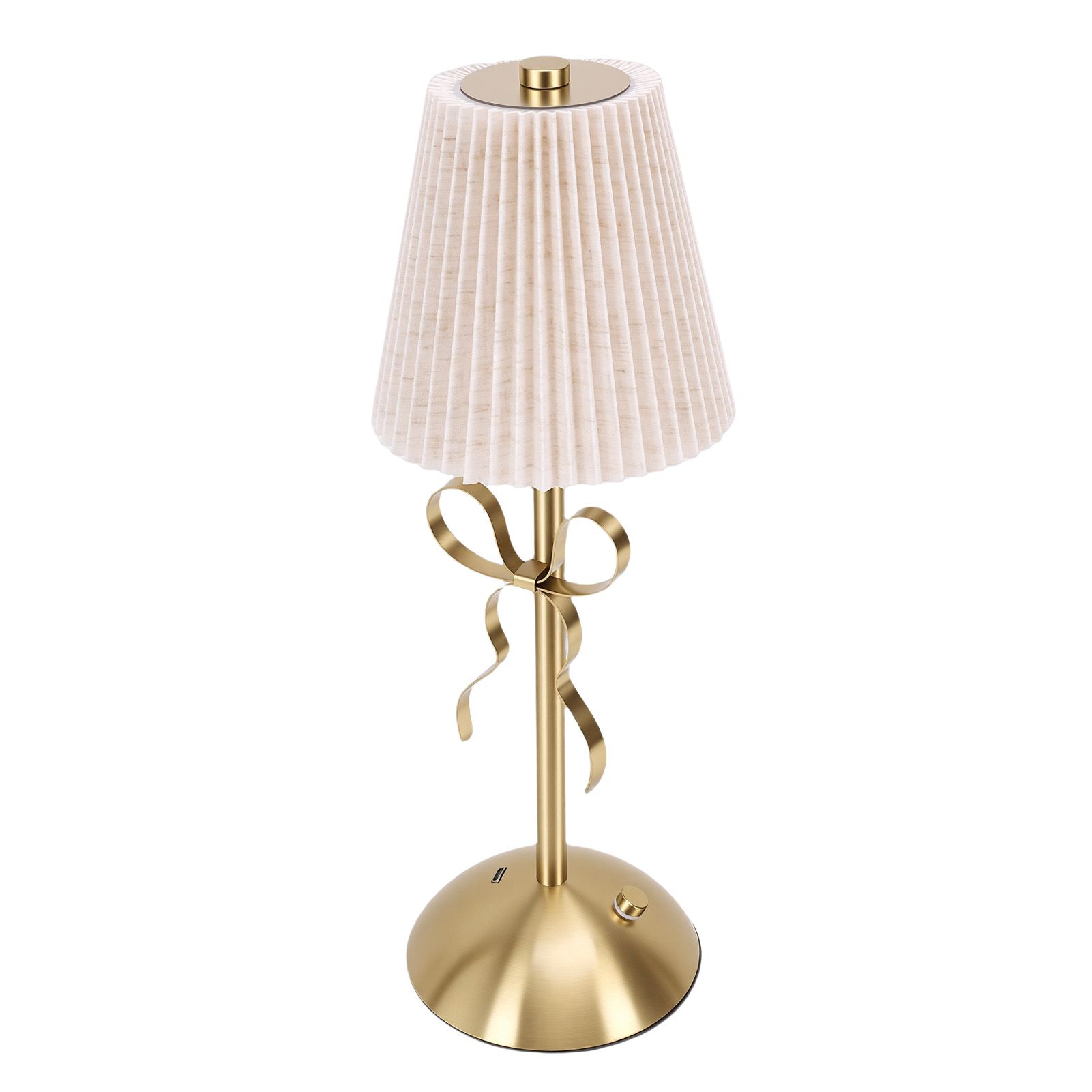 Fabric Bow Lamp Cordless Modern LED Bowknot Table Cute Nightlight Rechargeable view 4
