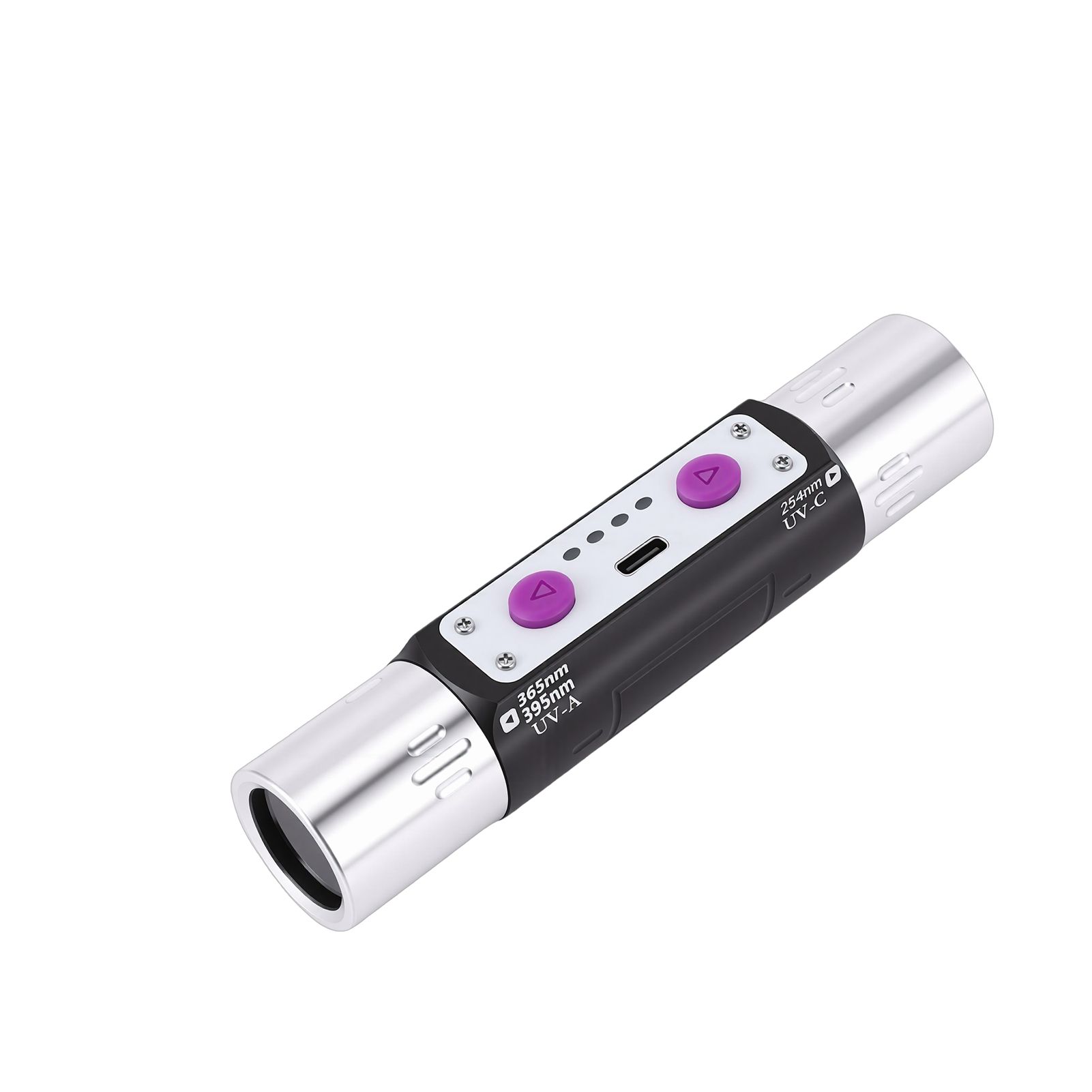 Violet Light Flashlight 3W Rechargeable 254nm 365nm 395nm Dual Head Torch view 6