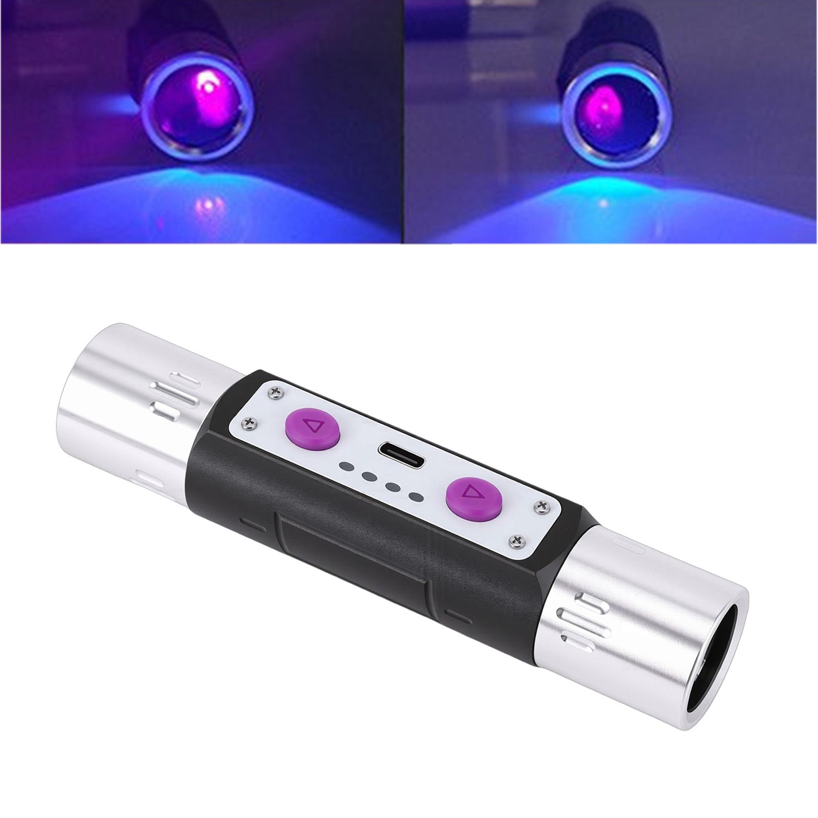 Violet Light Flashlight 3W Rechargeable 254nm 365nm 395nm Dual Head Torch view 11