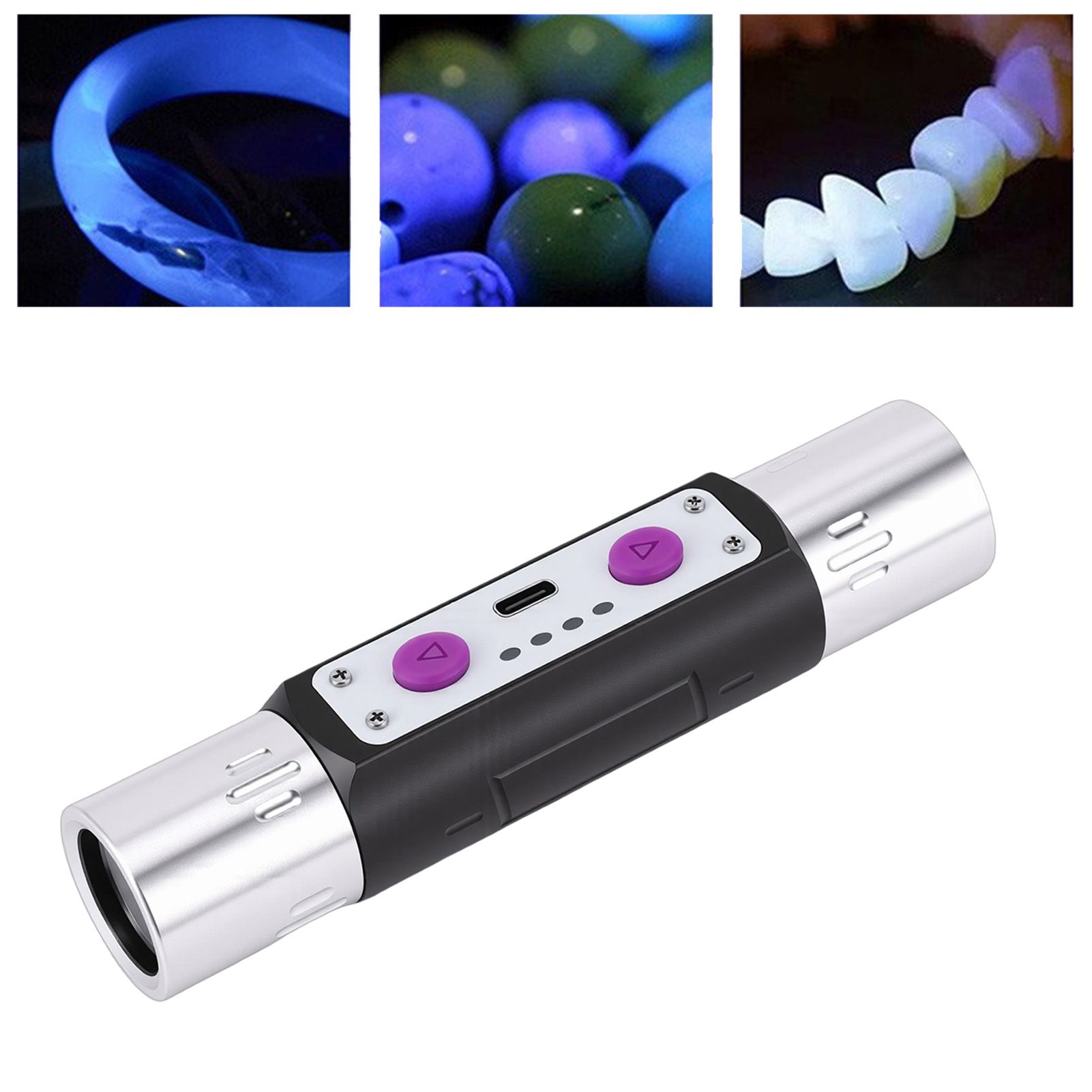 Violet Light Flashlight 3W Rechargeable 254nm 365nm 395nm Dual Head Torch view 12