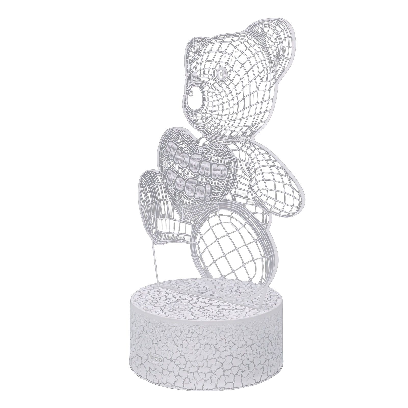 3D Bear Night Light Acrylic Cute 16 Colors USB Touch Bedside Lamp with Remote view 4