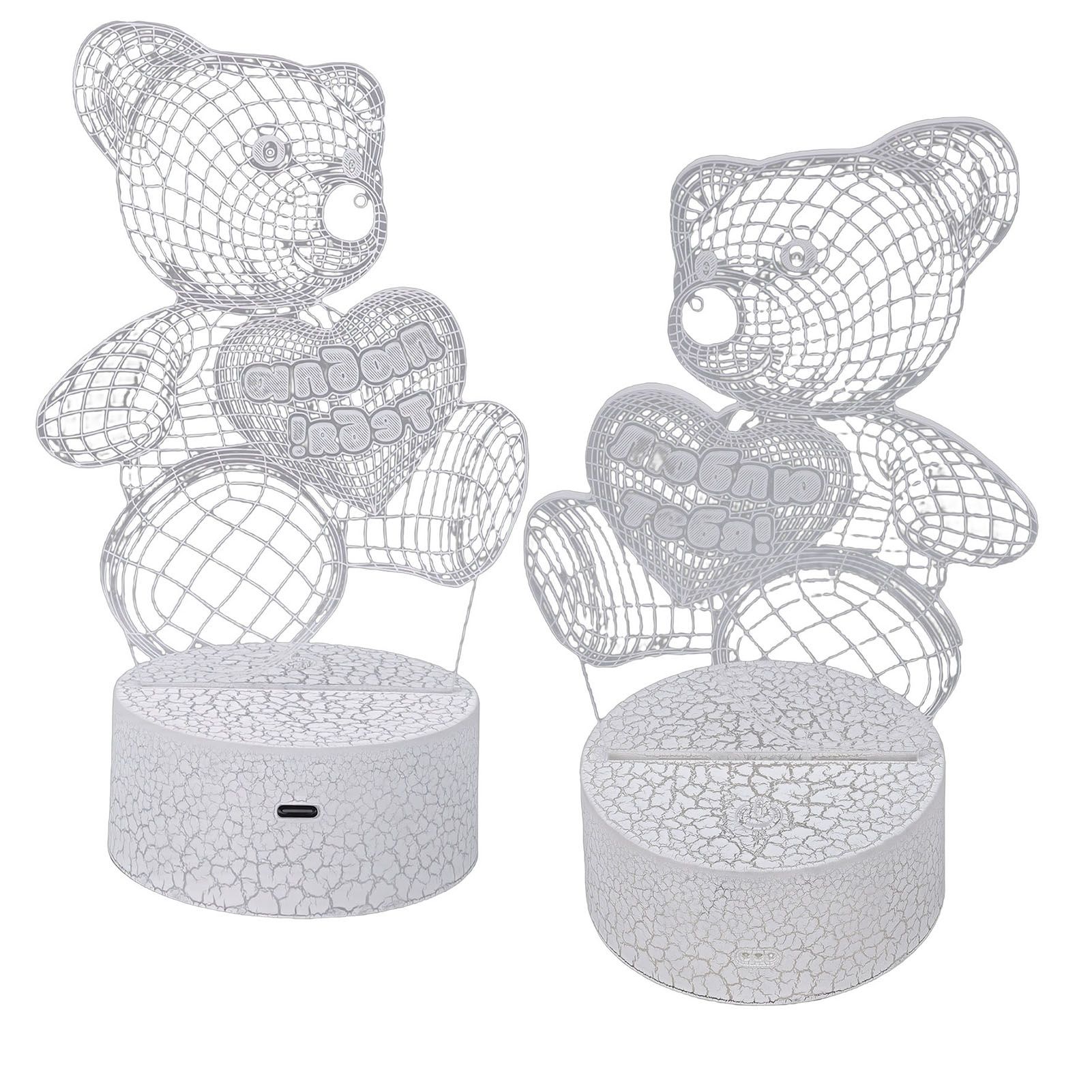 3D Bear Night Light Acrylic Cute 16 Colors USB Touch Bedside Lamp with Remote view 12