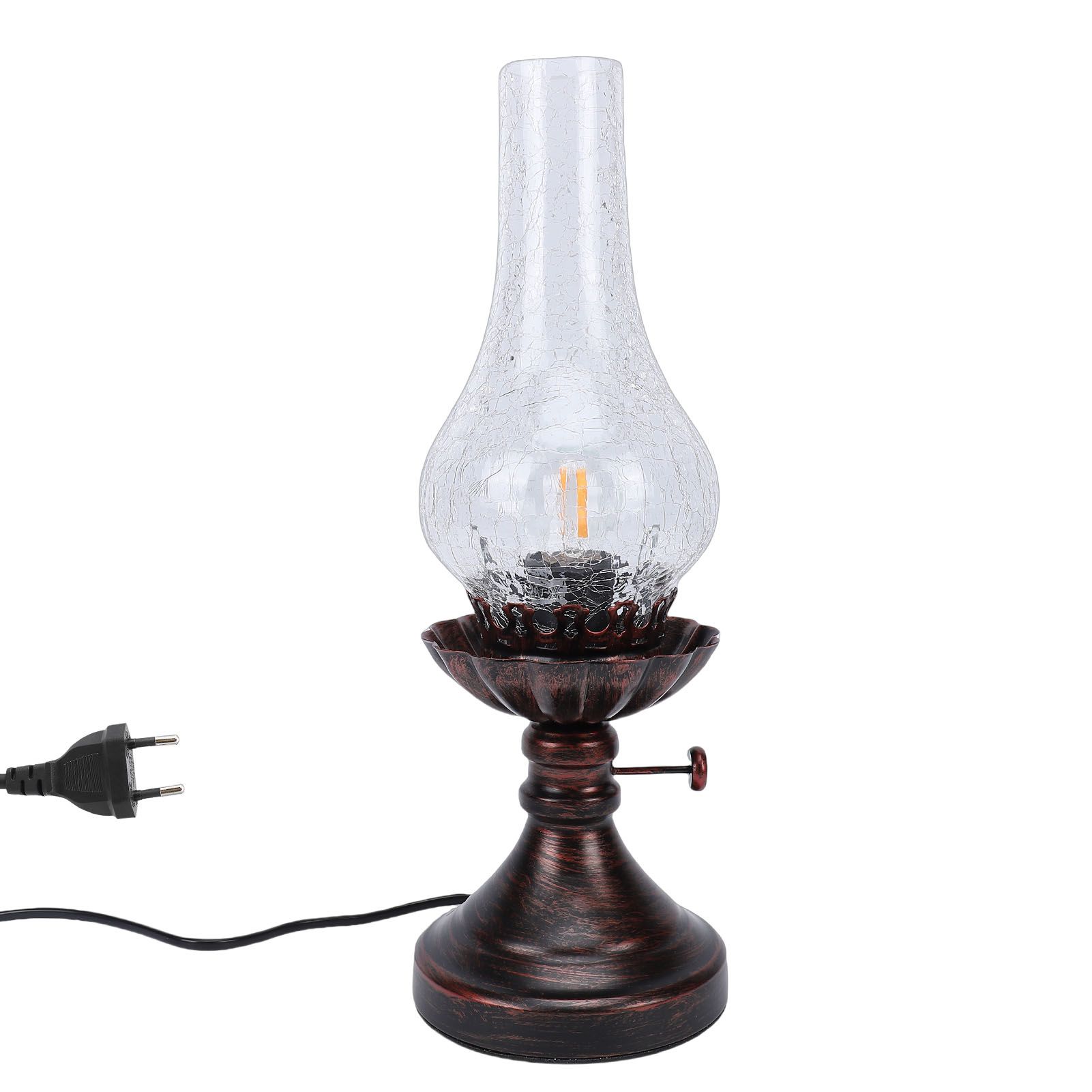 Vintage Table Lamp with Crackled Glass Shade 40W E27 E26 Rustic Small Antique view 3