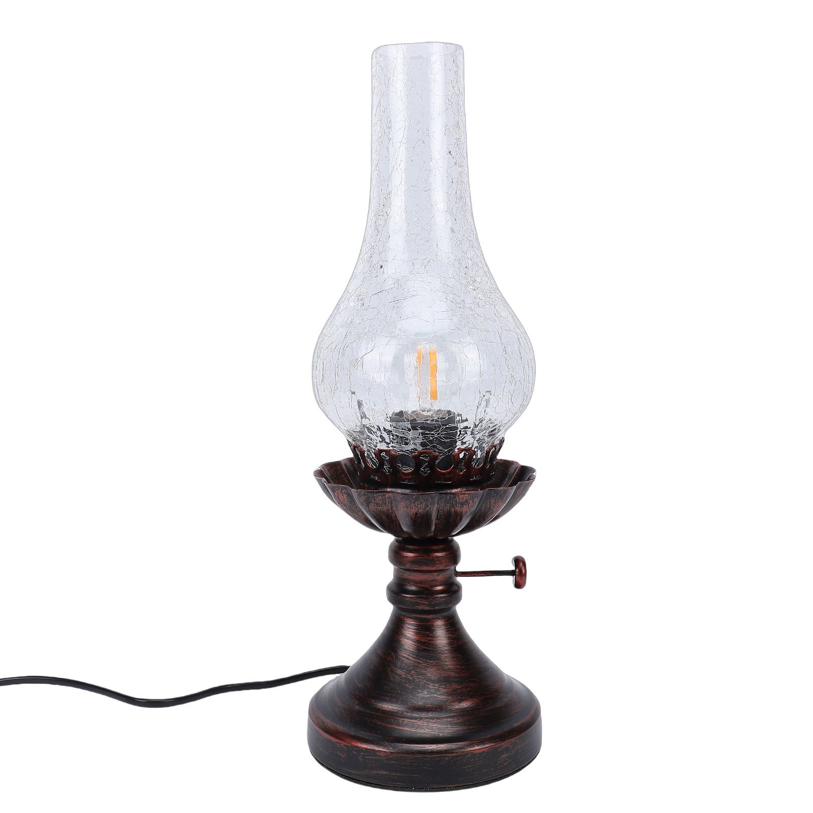 Vintage Table Lamp with Crackled Glass Shade 40W E27 E26 Rustic Small Antique view 6