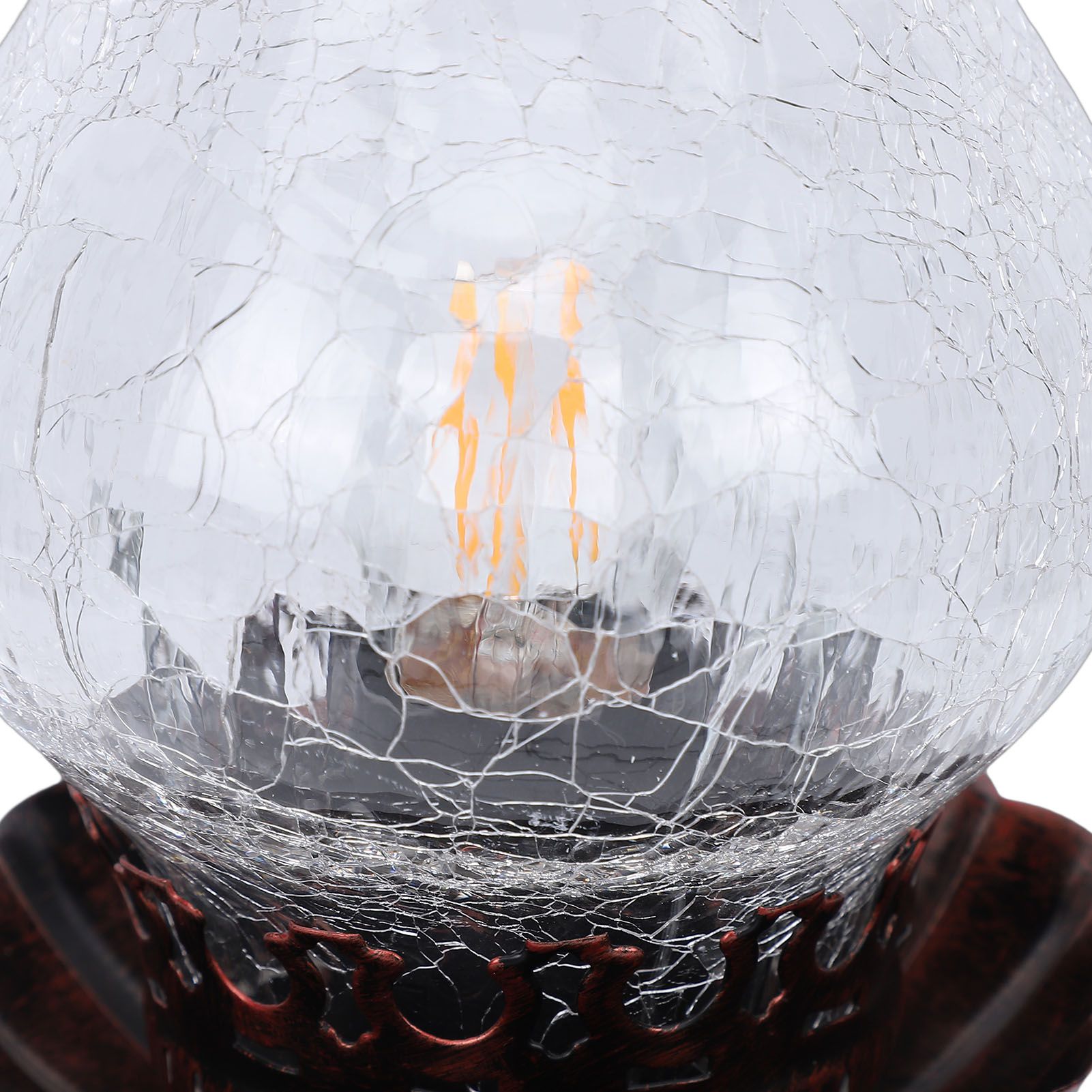 Vintage Table Lamp with Crackled Glass Shade 40W E27 E26 Rustic Small Antique view 7