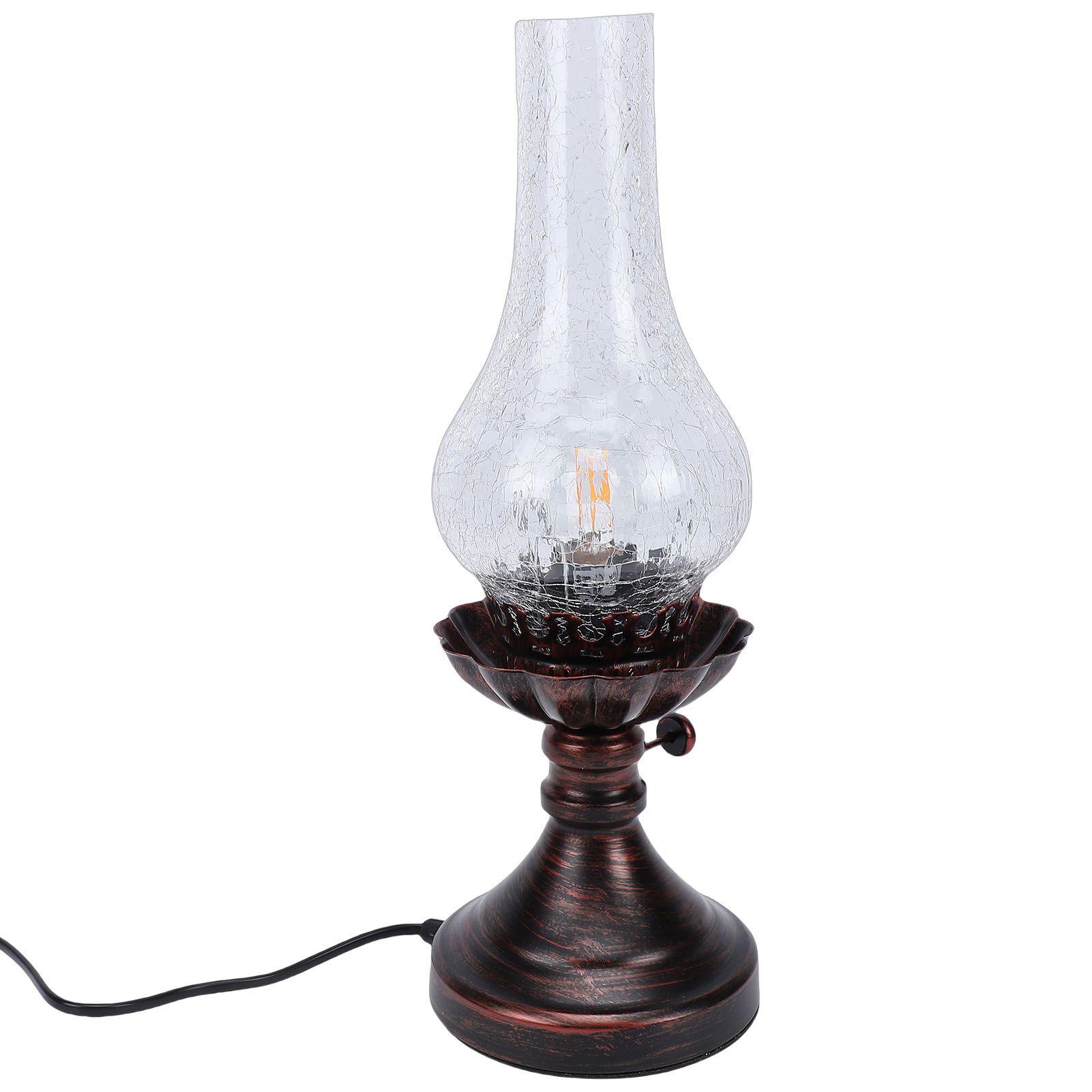 Vintage Table Lamp with Crackled Glass Shade 40W E27 E26 Rustic Small Antique view 8