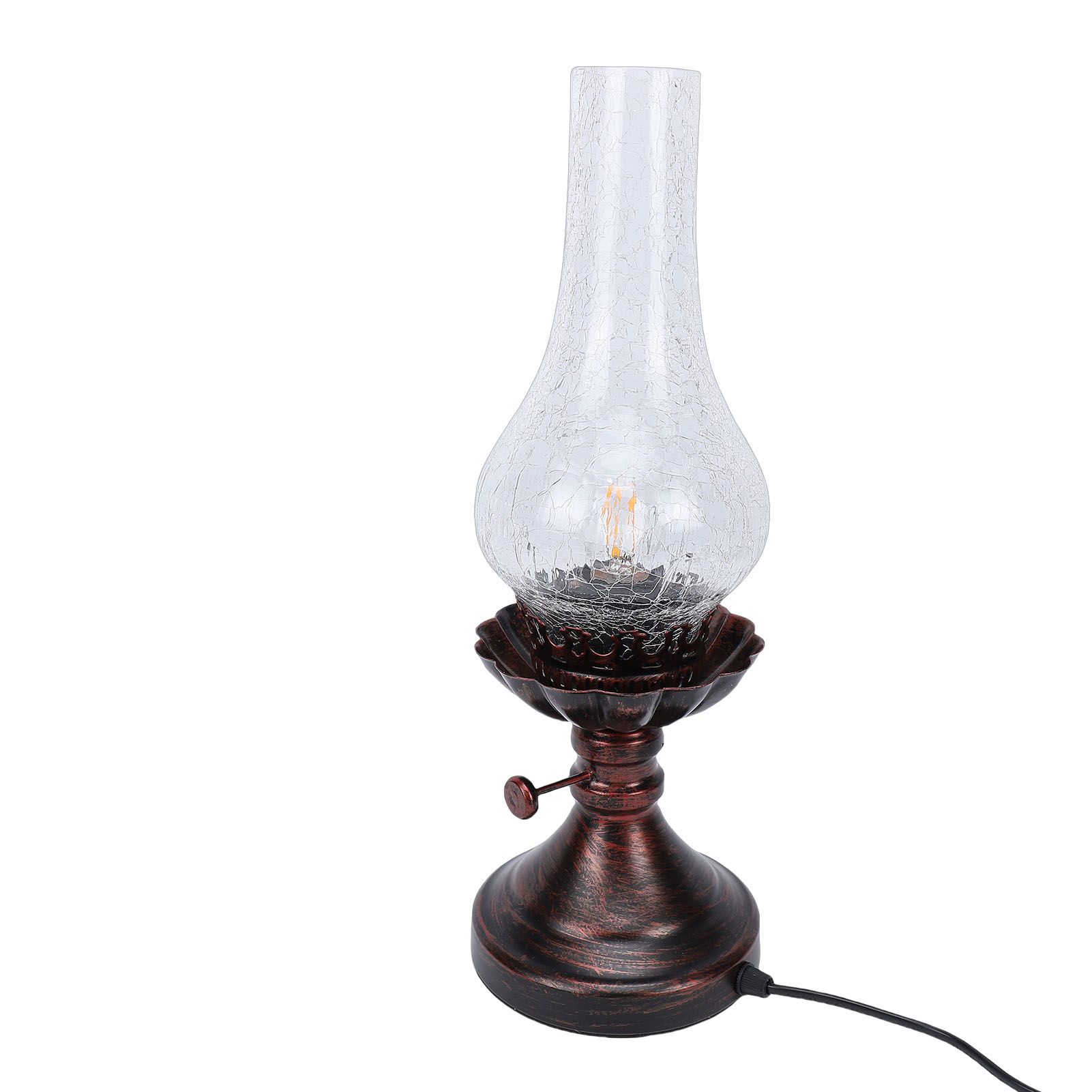 Vintage Table Lamp with Crackled Glass Shade 40W E27 E26 Rustic Small Antique view 10
