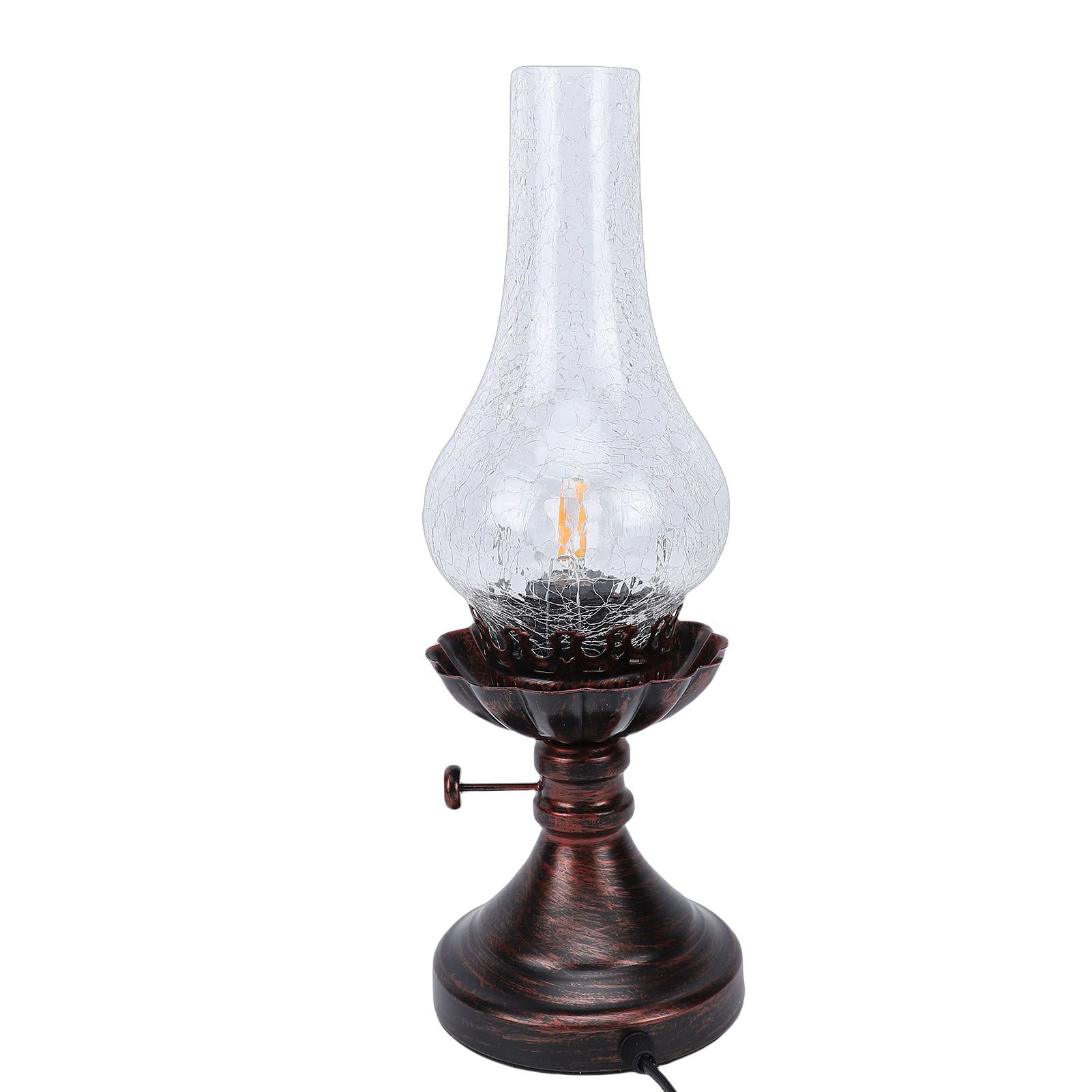 Vintage Table Lamp with Crackled Glass Shade 40W E27 E26 Rustic Small Antique view 11