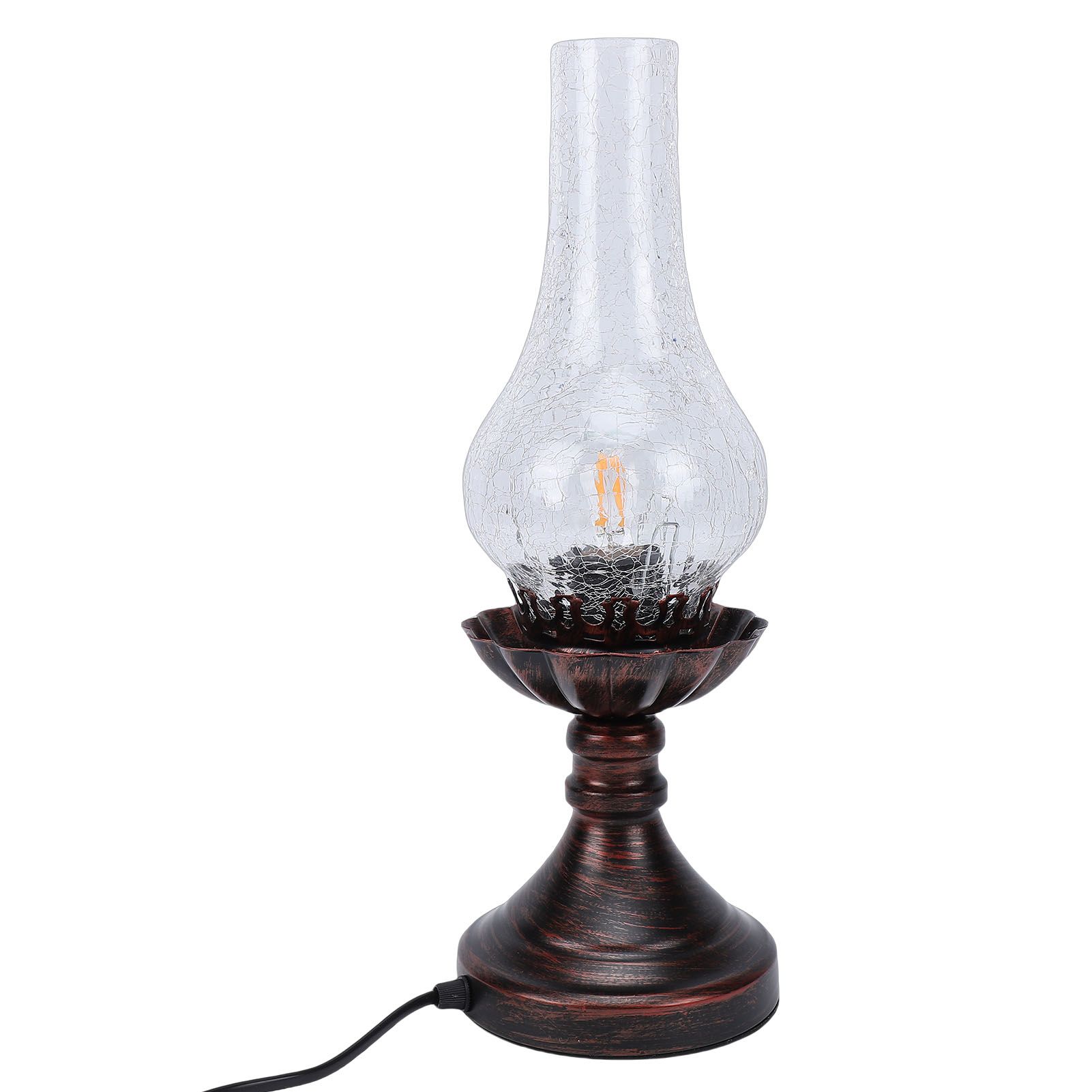 Vintage Table Lamp with Crackled Glass Shade 40W E27 E26 Rustic Small Antique view 12