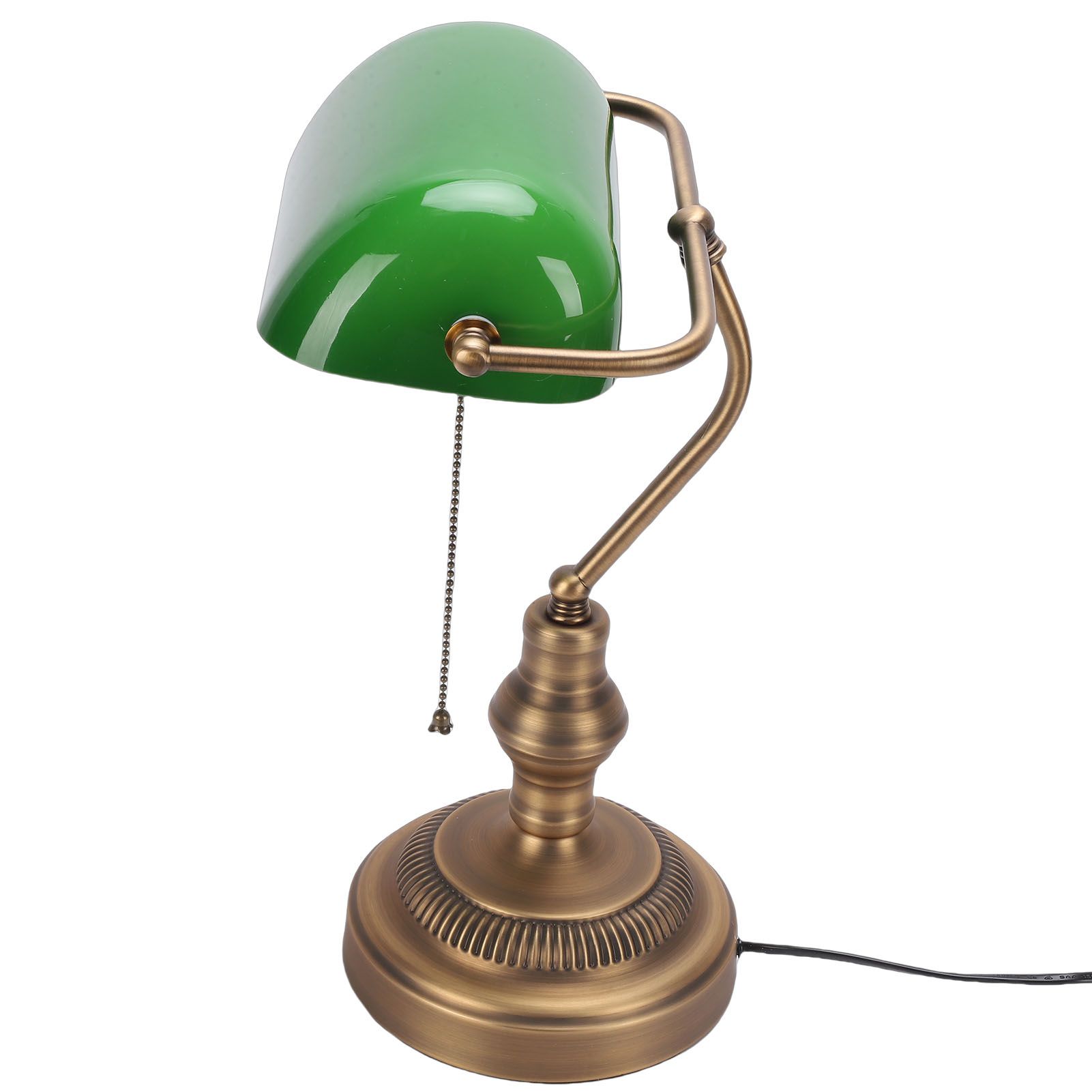 Green Glass Bankers Desk Lamp Retro Antique Library Lamp with Pull Chain view 8