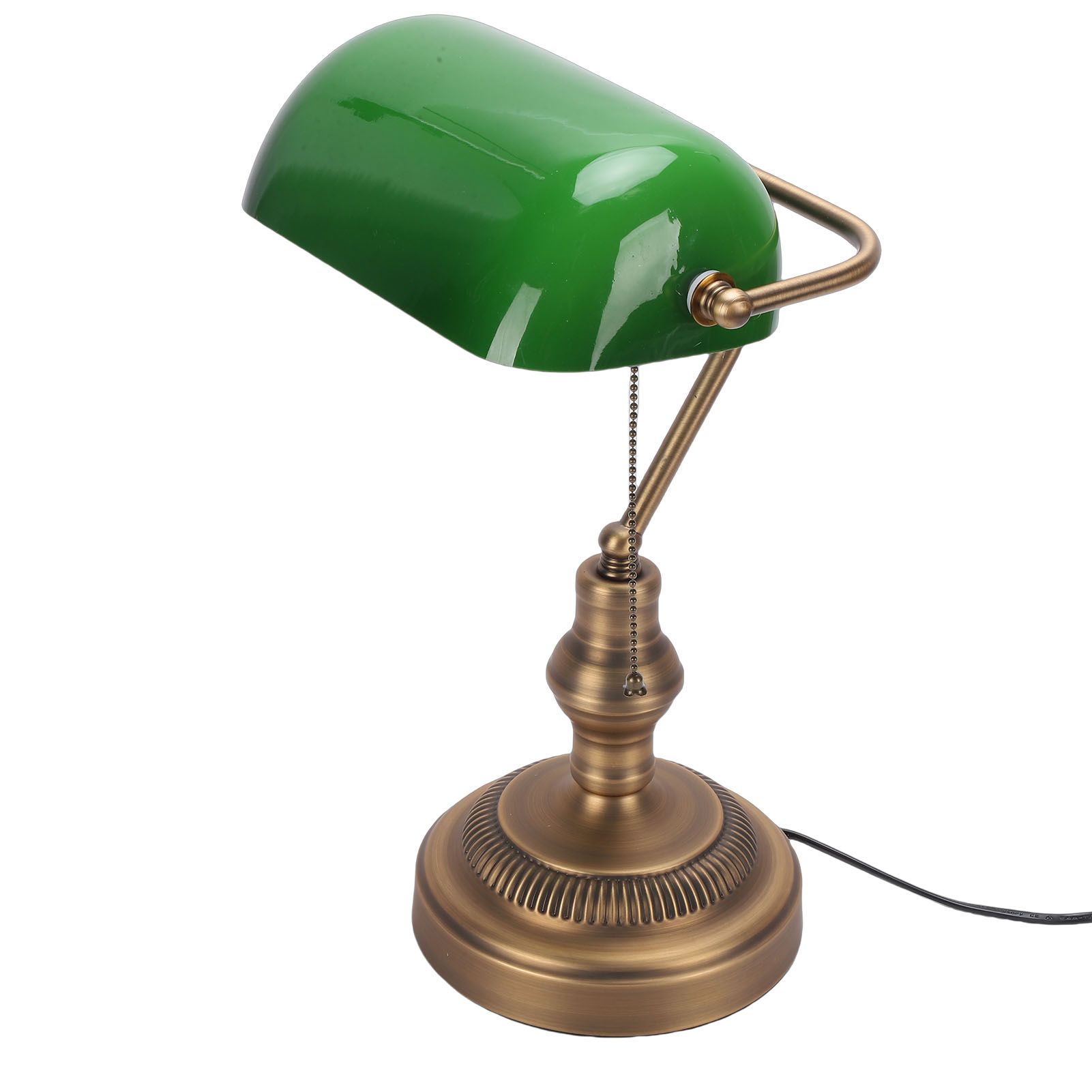 Green Glass Bankers Desk Lamp Retro Antique Library Lamp with Pull Chain view 10