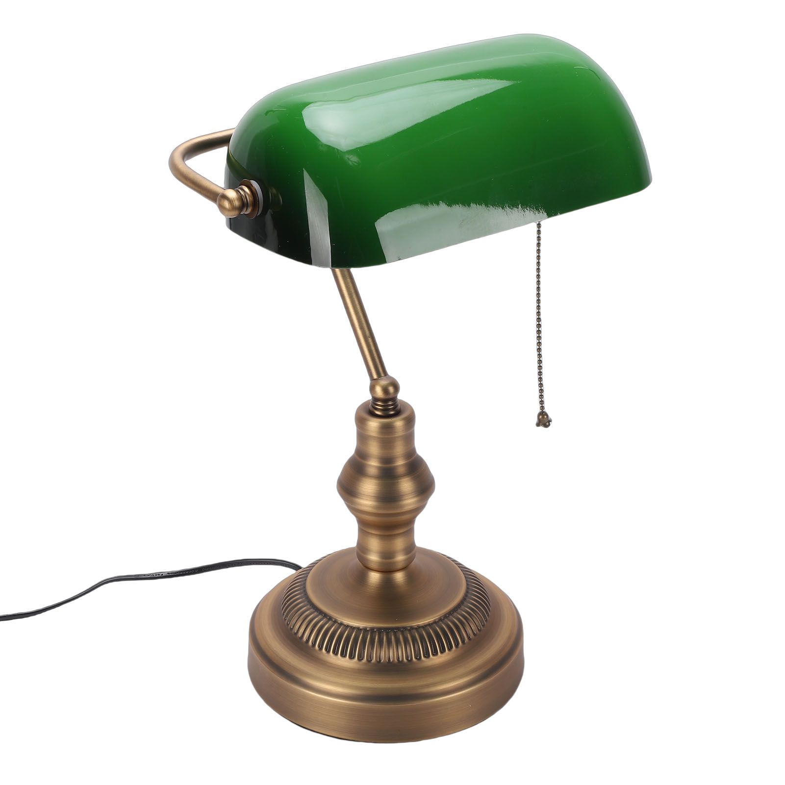 Green Glass Bankers Desk Lamp Retro Antique Library Lamp with Pull Chain view 11