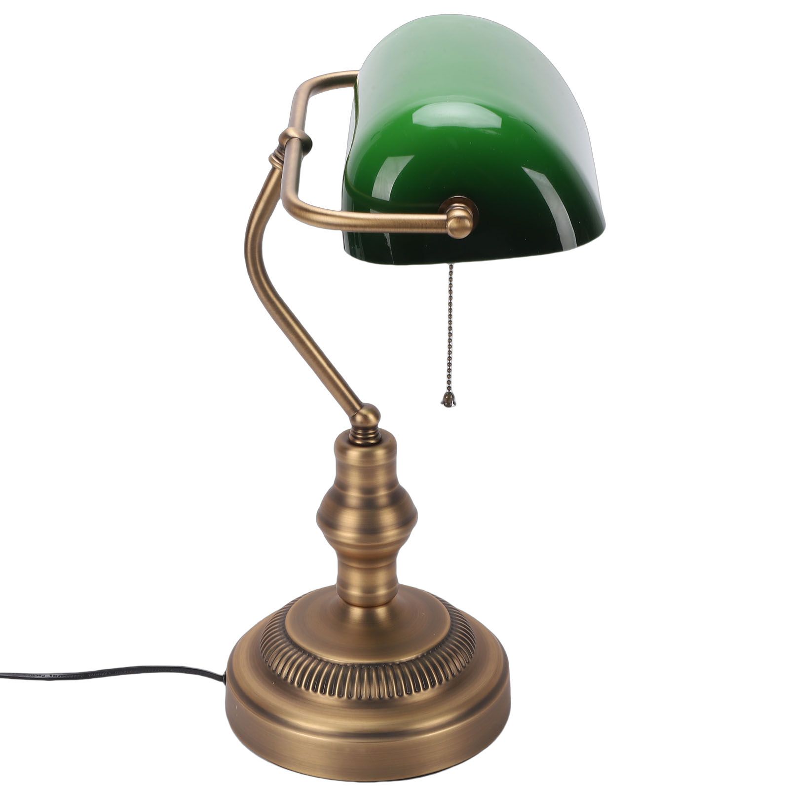 Green Glass Bankers Desk Lamp Retro Antique Library Lamp with Pull Chain view 12