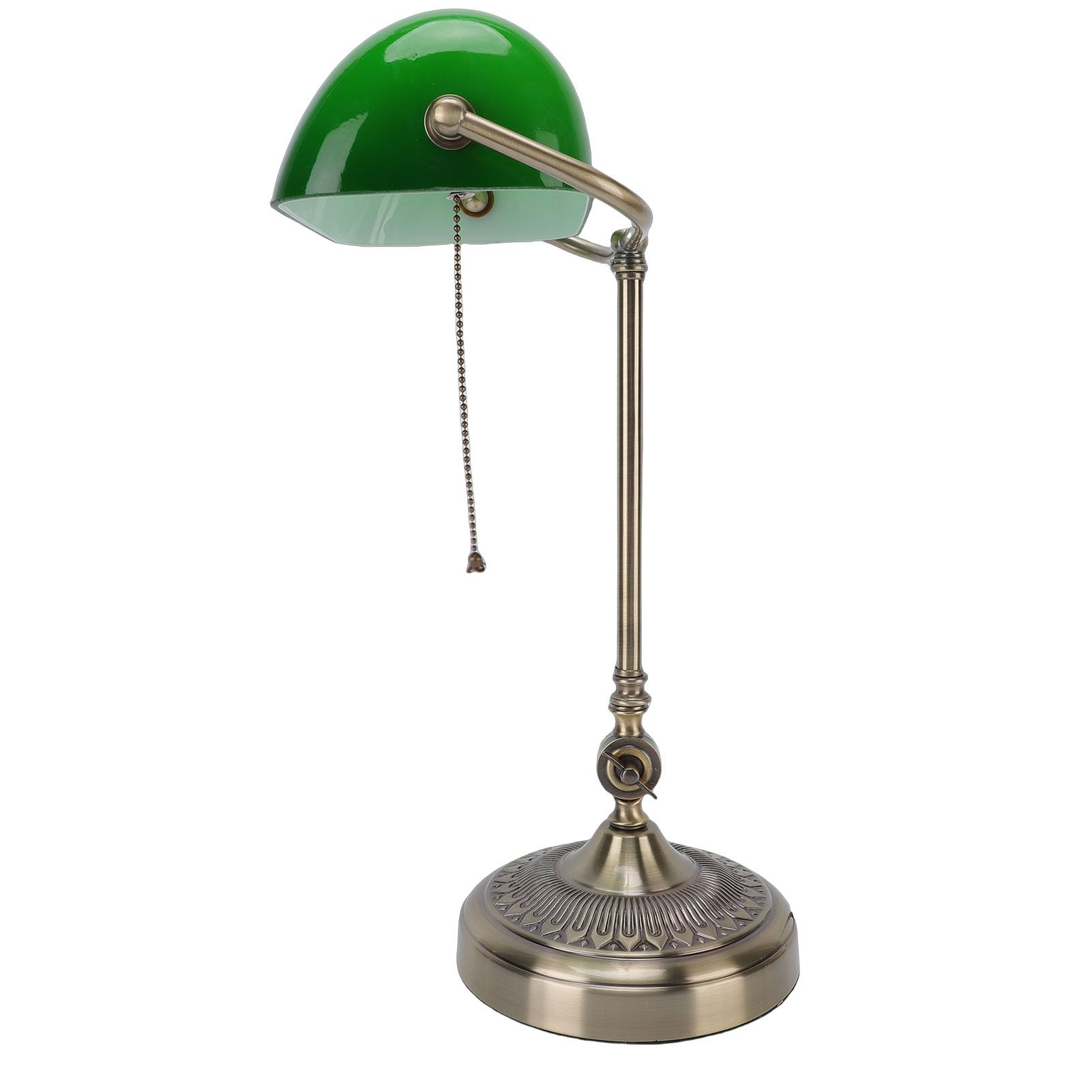 Vintage Desk Lamp Plug In Table Lamp with Green Glass Shade Pull Chain Switch view 11