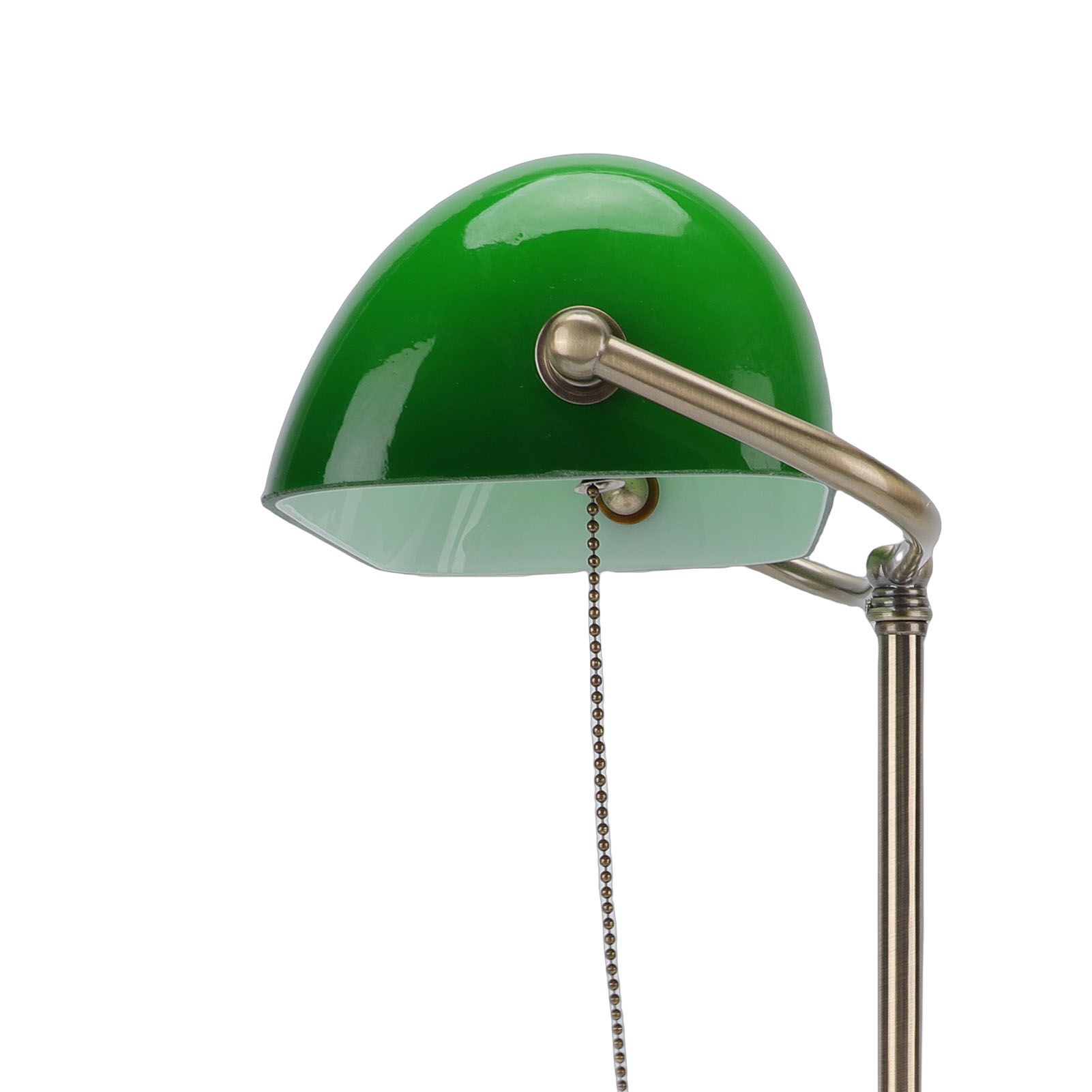 Vintage Desk Lamp Plug In Table Lamp with Green Glass Shade Pull Chain Switch view 5