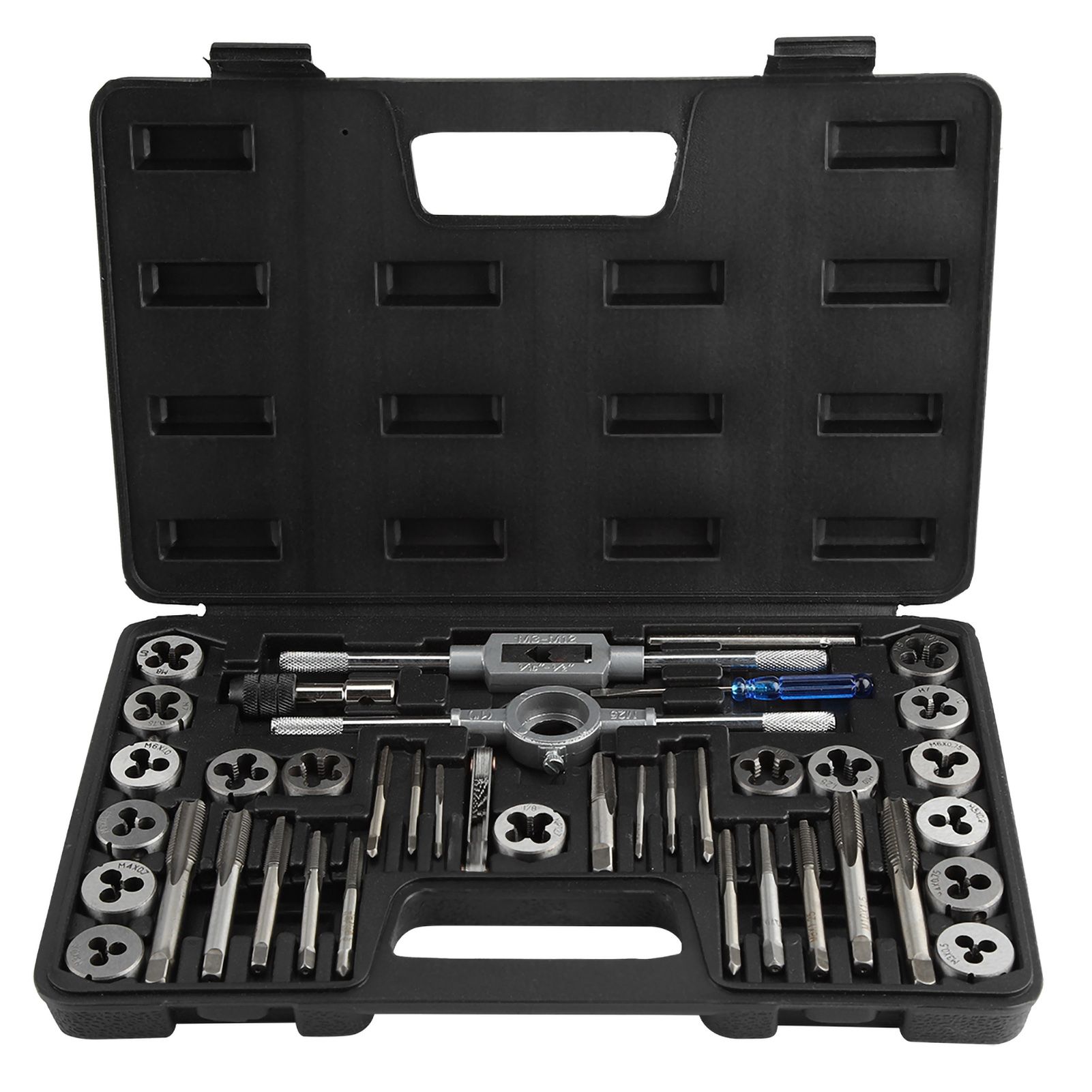 40Pcs M3-M12 Screw Nut Tap and Die Set with Wrenches and Thread Gauge Heavy view 2