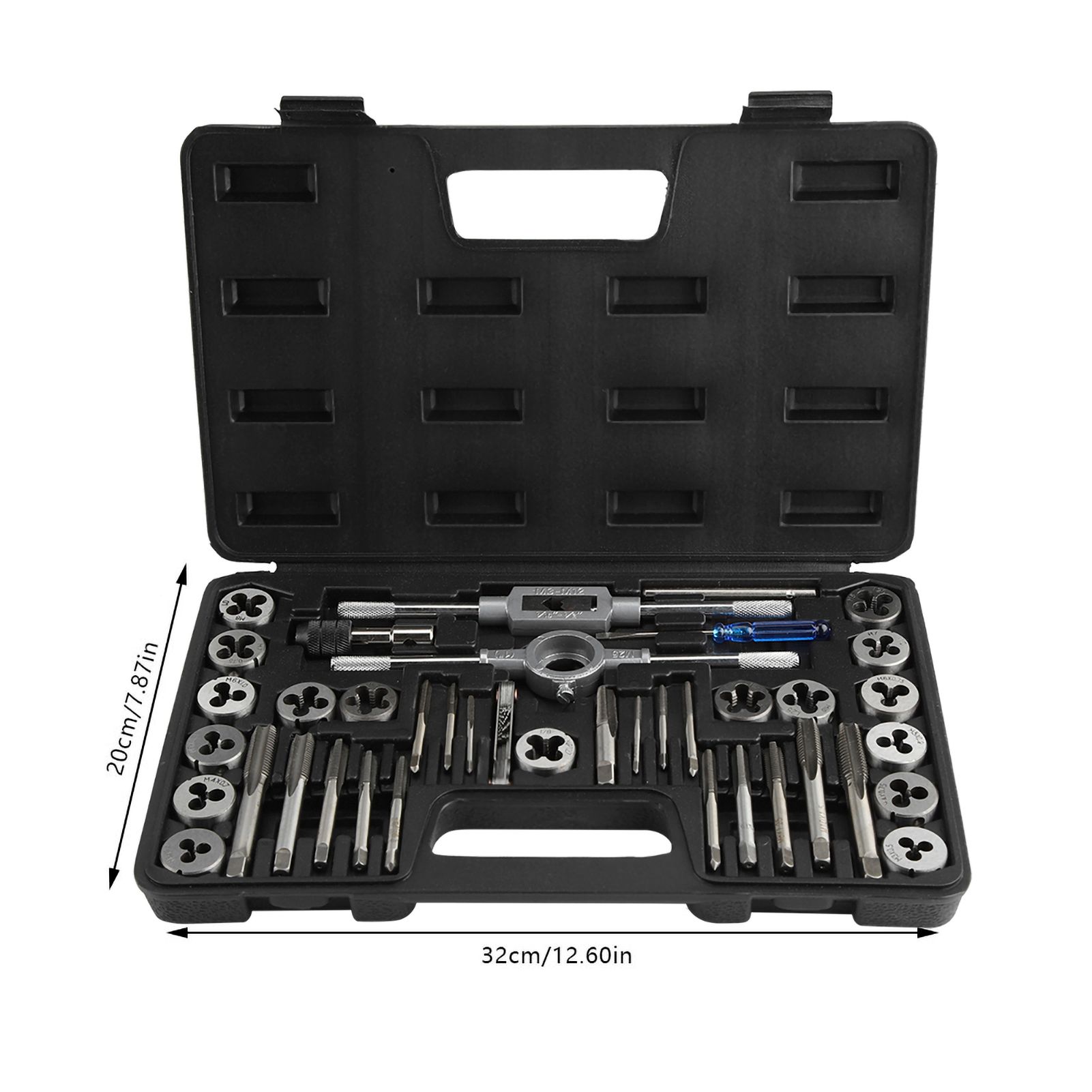 40Pcs M3-M12 Screw Nut Tap and Die Set with Wrenches and Thread Gauge Heavy view 8