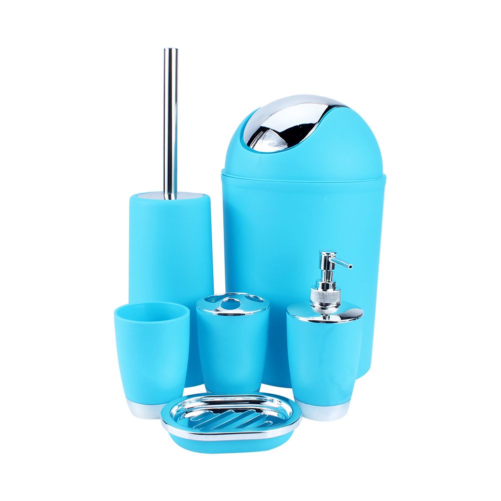 New 6Pcs Bathroom Accessory Set Soap Dish Dispenser Tumbler Toothbrush Household