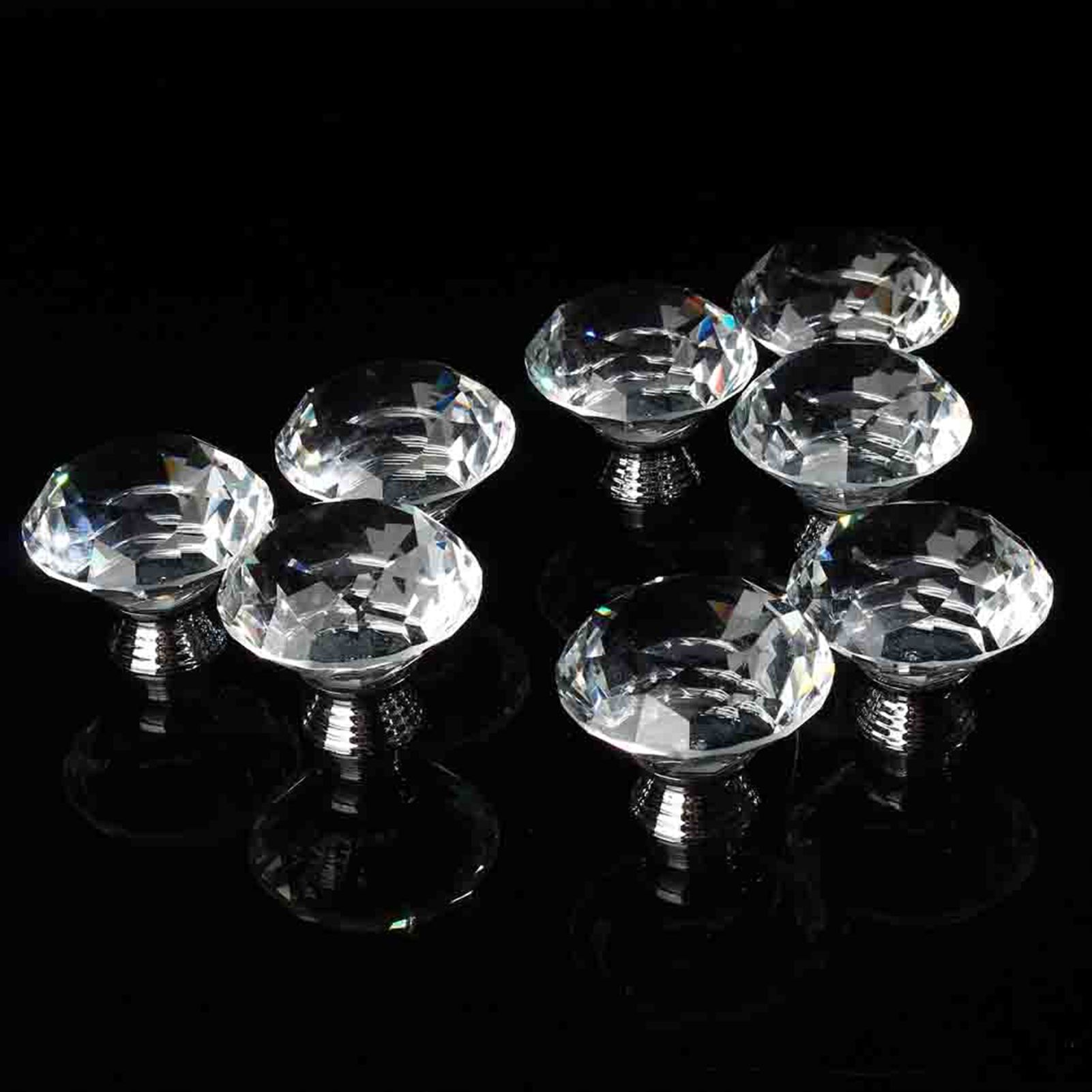 8Pcs/Sets 40mm Crystal Glass Door Knobs Drawer Cabinet Furniture Kitchen view 5