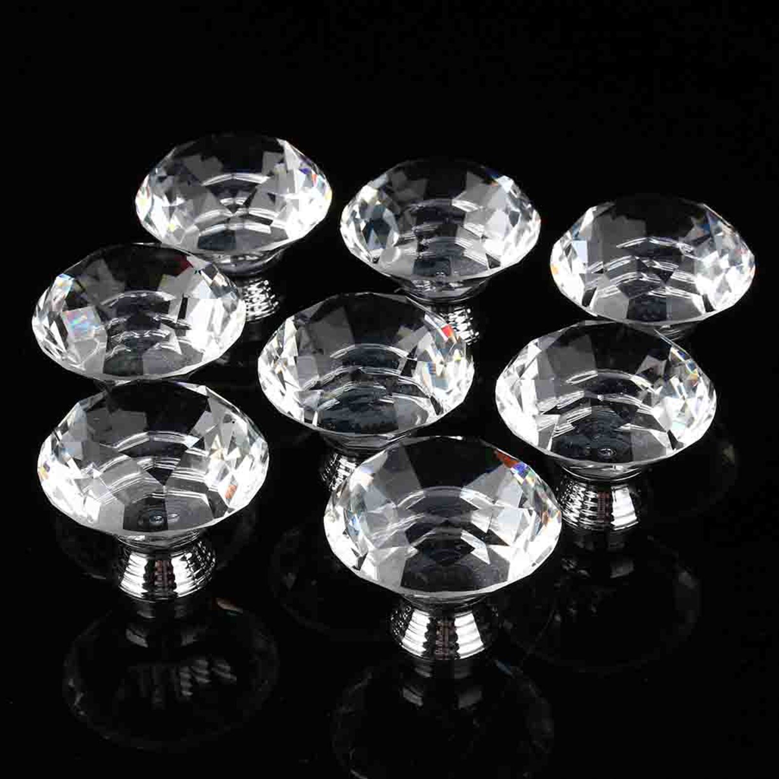 8Pcs/Sets 40mm Crystal Glass Door Knobs Drawer Cabinet Furniture Kitchen view 6