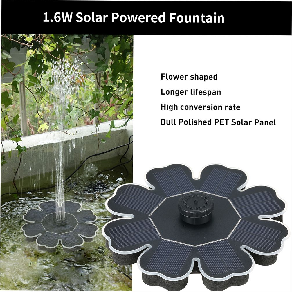 Anself Solar Powered Fountain 8V 2W Solar Panel Water Floating Fountain