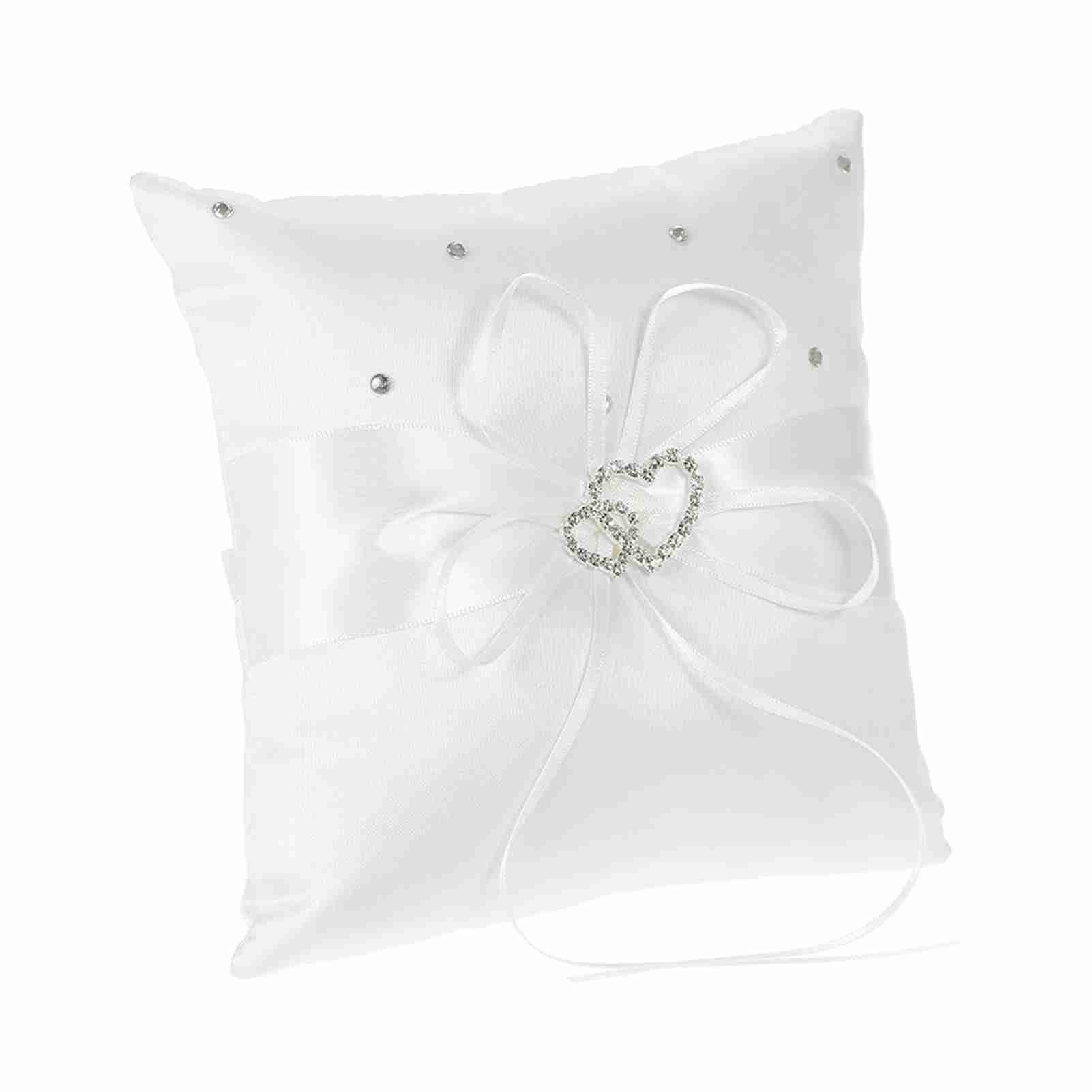 6 * 6 inches Double Heart Satin Ring Bearer Pillow and Wedding Flower Girl view 5