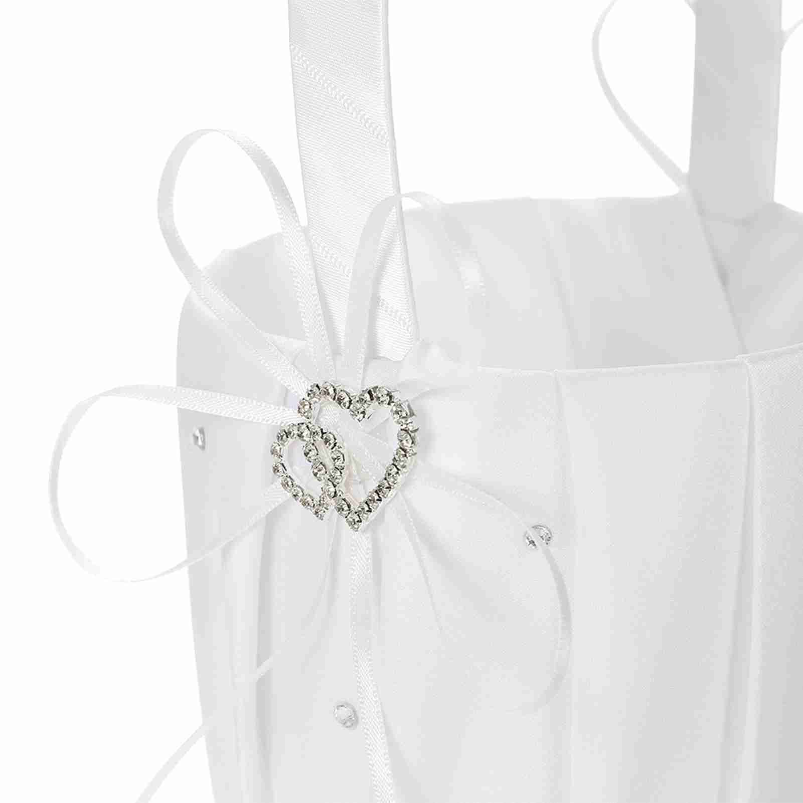 6 * 6 inches Double Heart Satin Ring Bearer Pillow and Wedding Flower Girl view 6