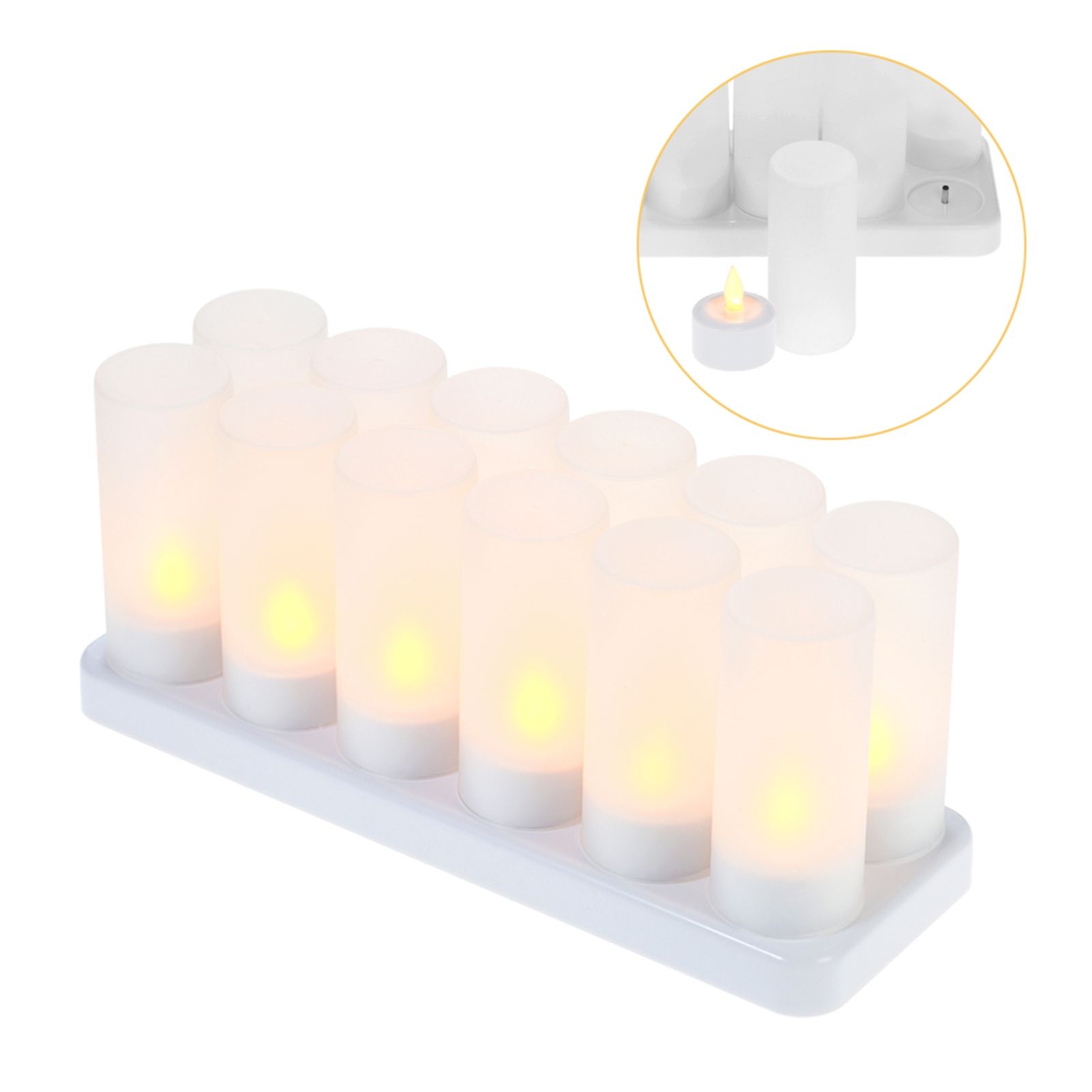 Rechargeable LED Flickering Flameless Candles Tealight Candles Lights with