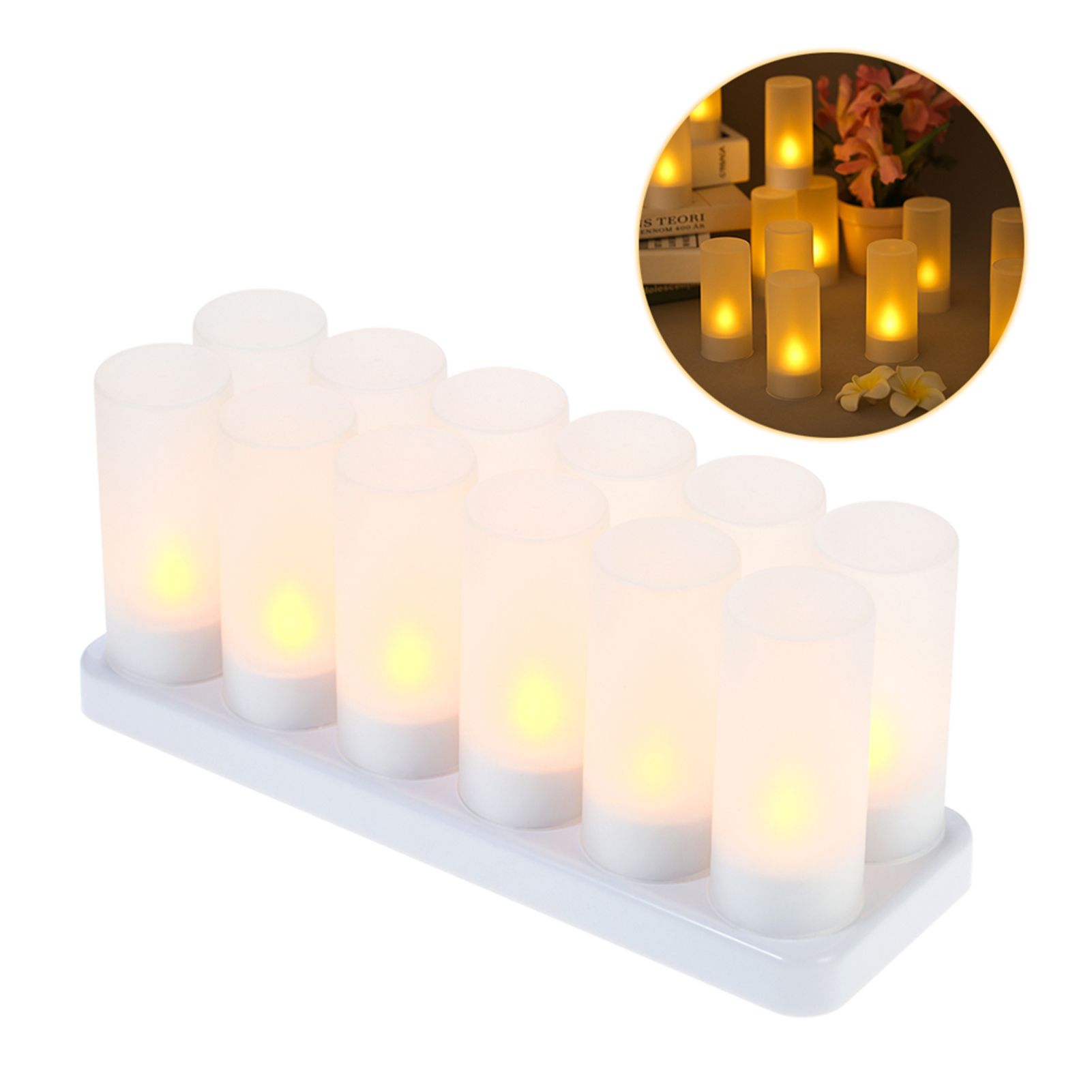 Rechargeable LED Flickering Flameless Candles Tealight Candles Lights with