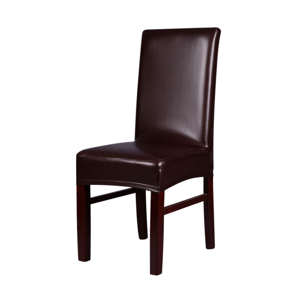 2pcs One-piece PU Leather Stretchable Dining Chair Back Seat Covers Waterproof
