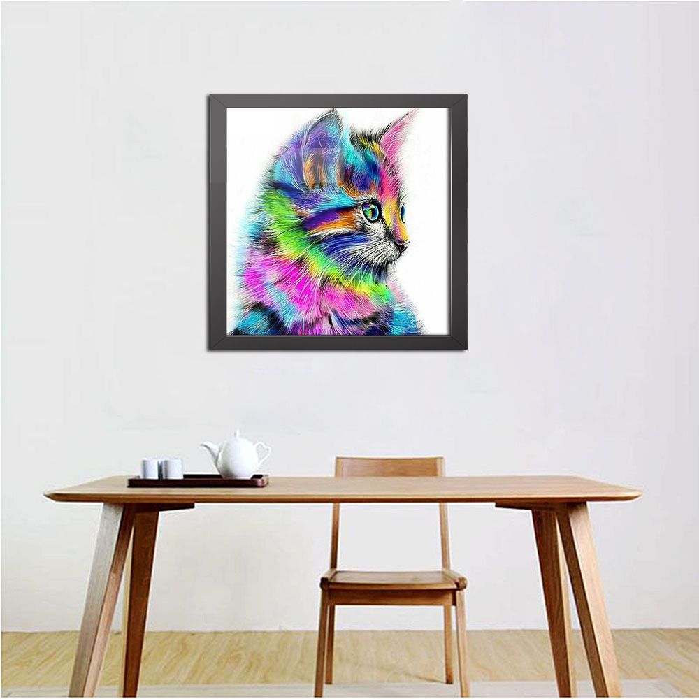 12 * 12 inches/30 * 30cm DIY 5D Diamond Painting Kit Colorful Cat Pattern