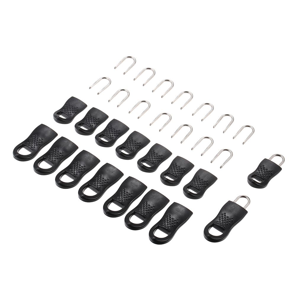16 Pieces Replacement Zipper Tags Zip Fixer for Clothes Bags Black view 2