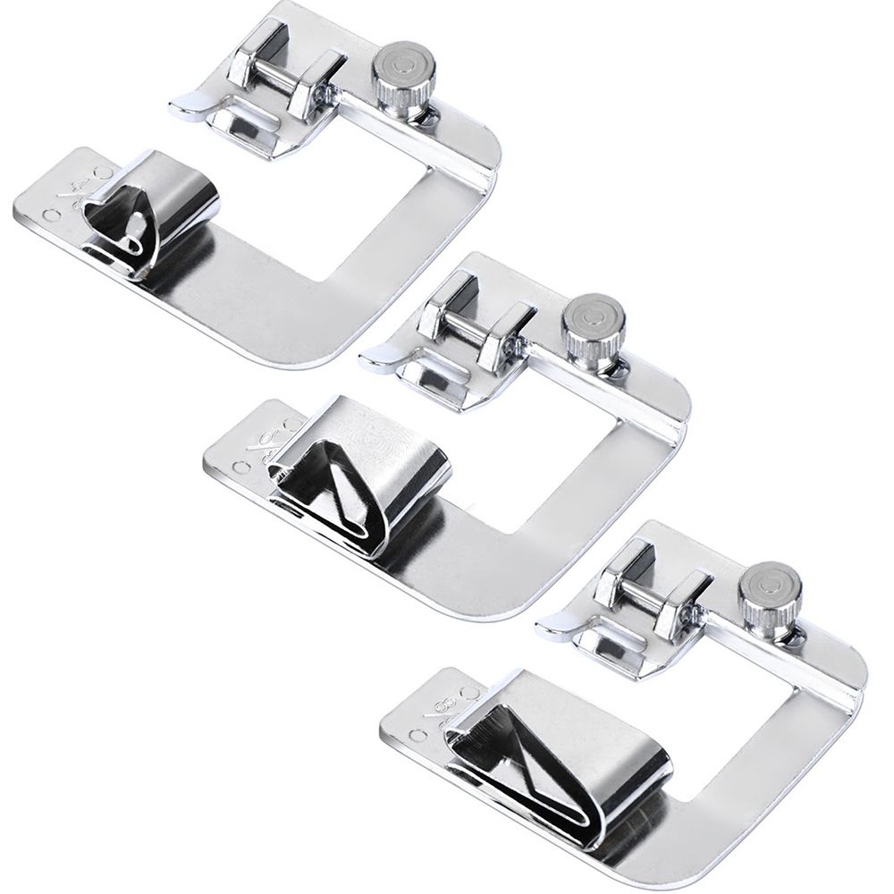3Pcs Wide Foot Set Hemmer Adjustable Rolled Hem Snap-On Presser For Domestic view 2